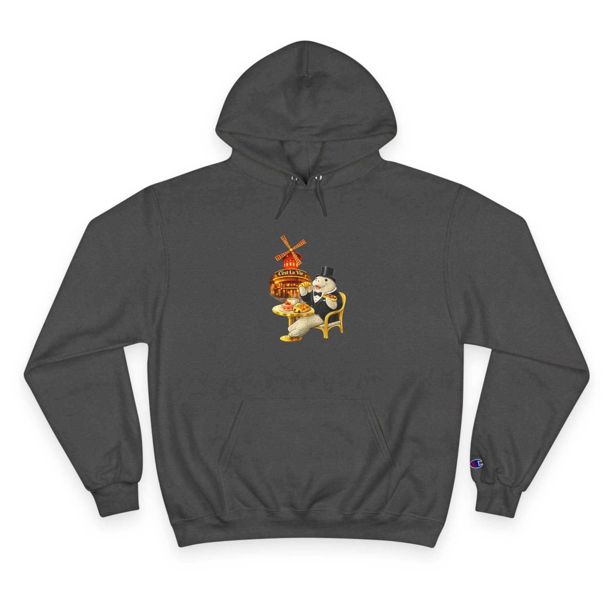 Champion Unisex Hoodie Owner Edition –  Manatee Moulin  "C'est La Vie" Back Print