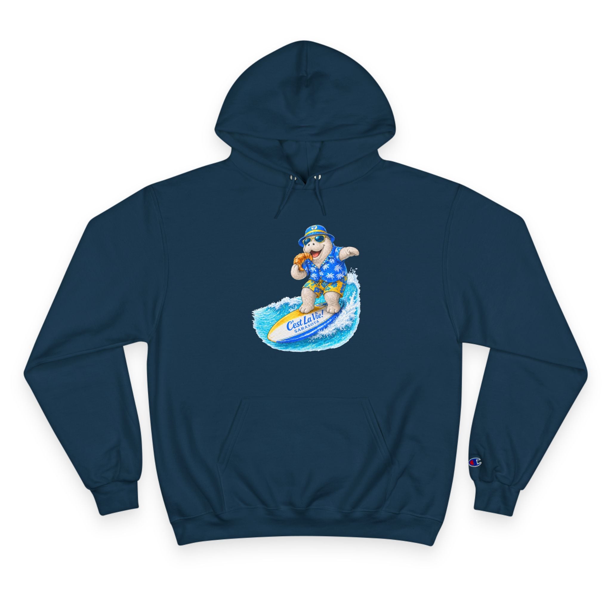 Champion Hoodie –  Manatee Surf "C'est La Vie" Back Print