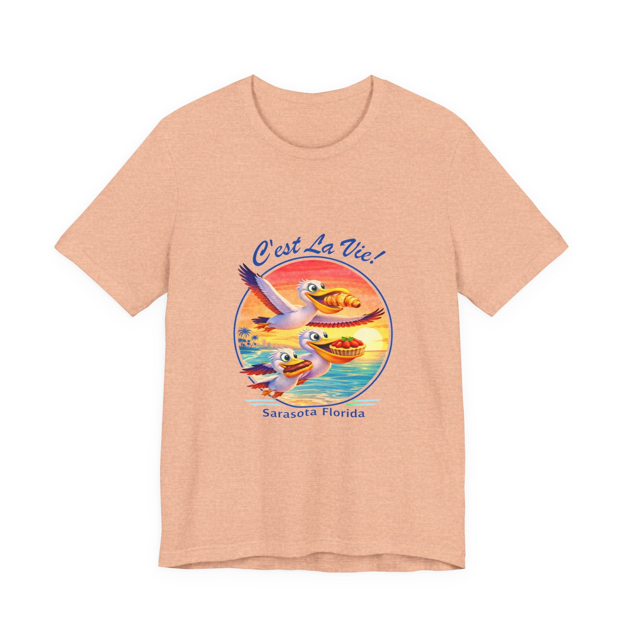 T-Shirt C'est La Vie — Owner Edition  Sunset Pelican with QR Code in the back