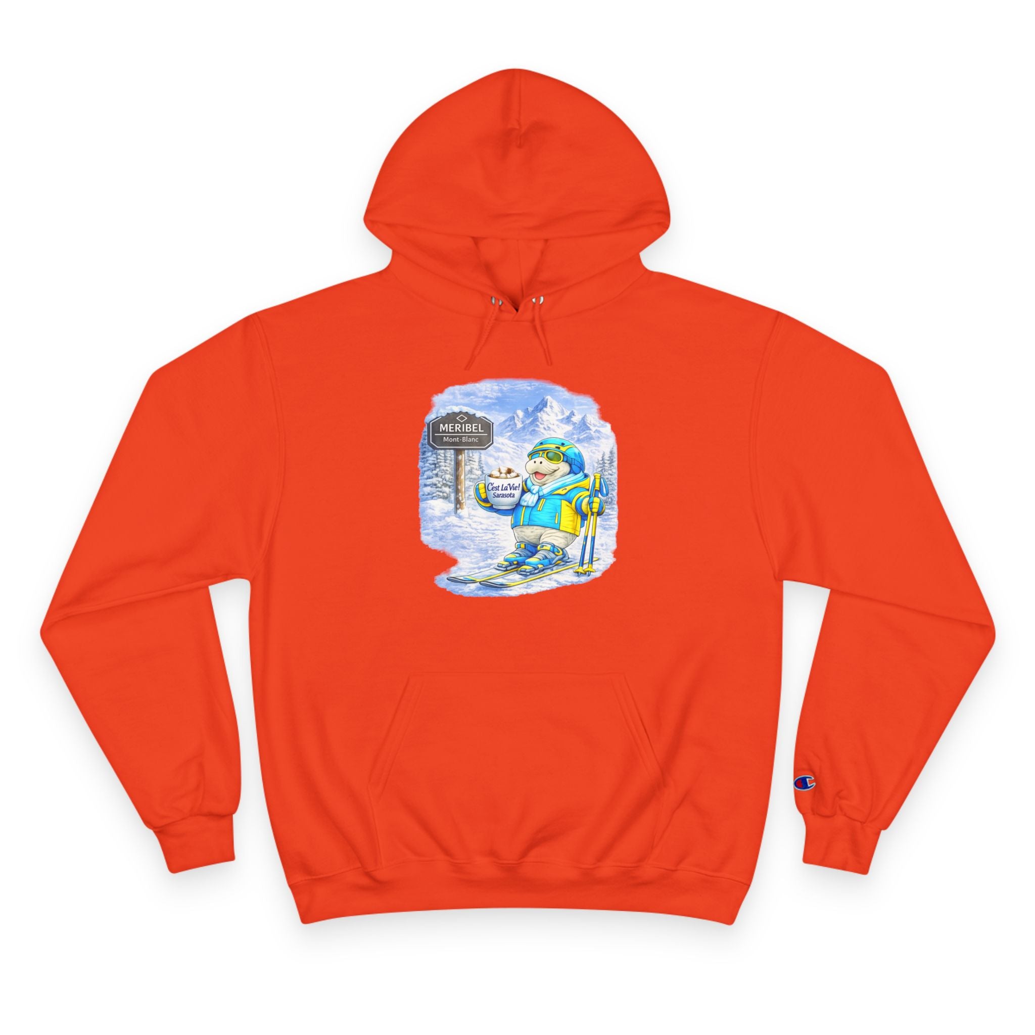 Champion Unisex Hoodie –  Manatee Ski Meribel "C'est La Vie" Back Print