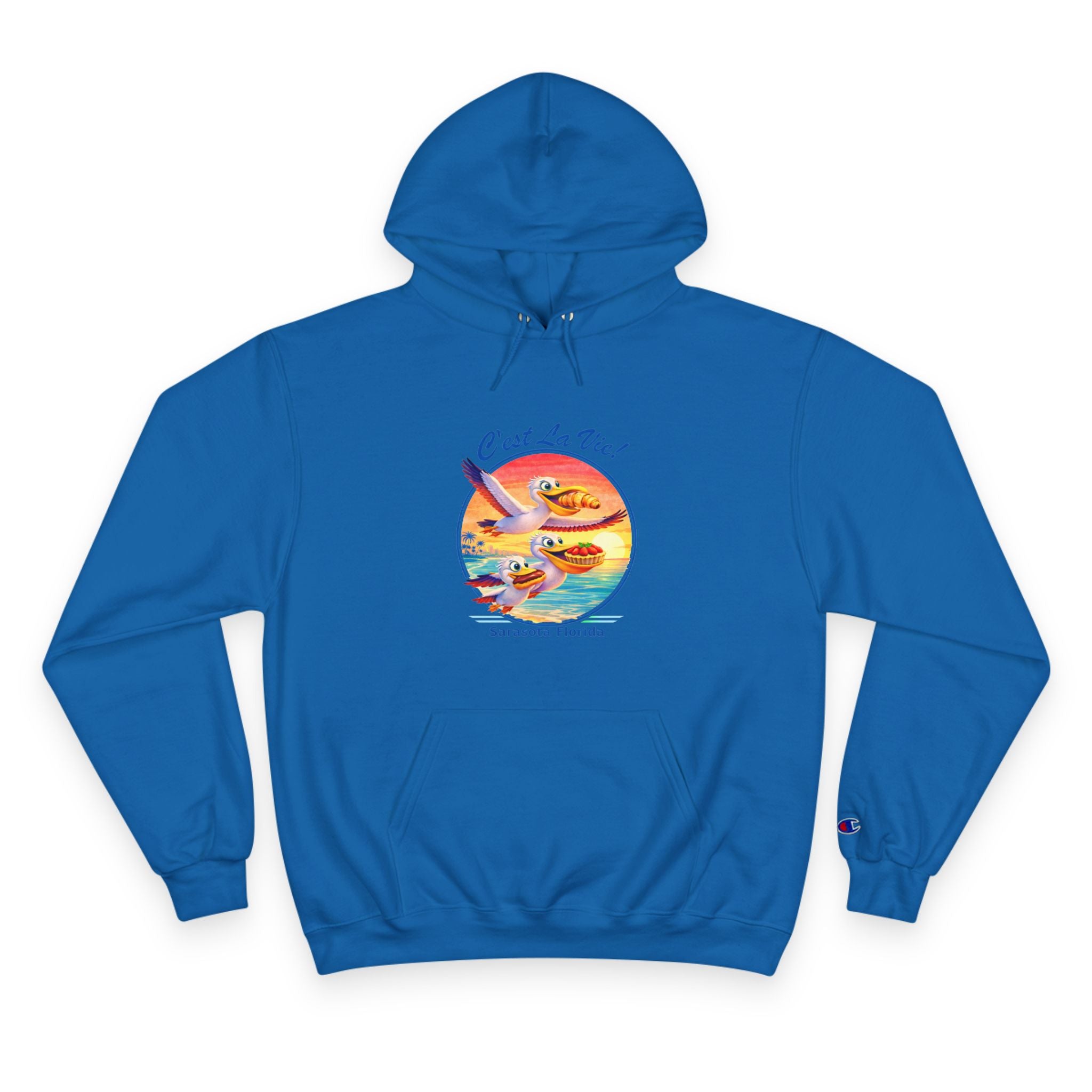 Champion Unisex Hoodie –  Pelican Sunset "C'est La Vie" Back Print