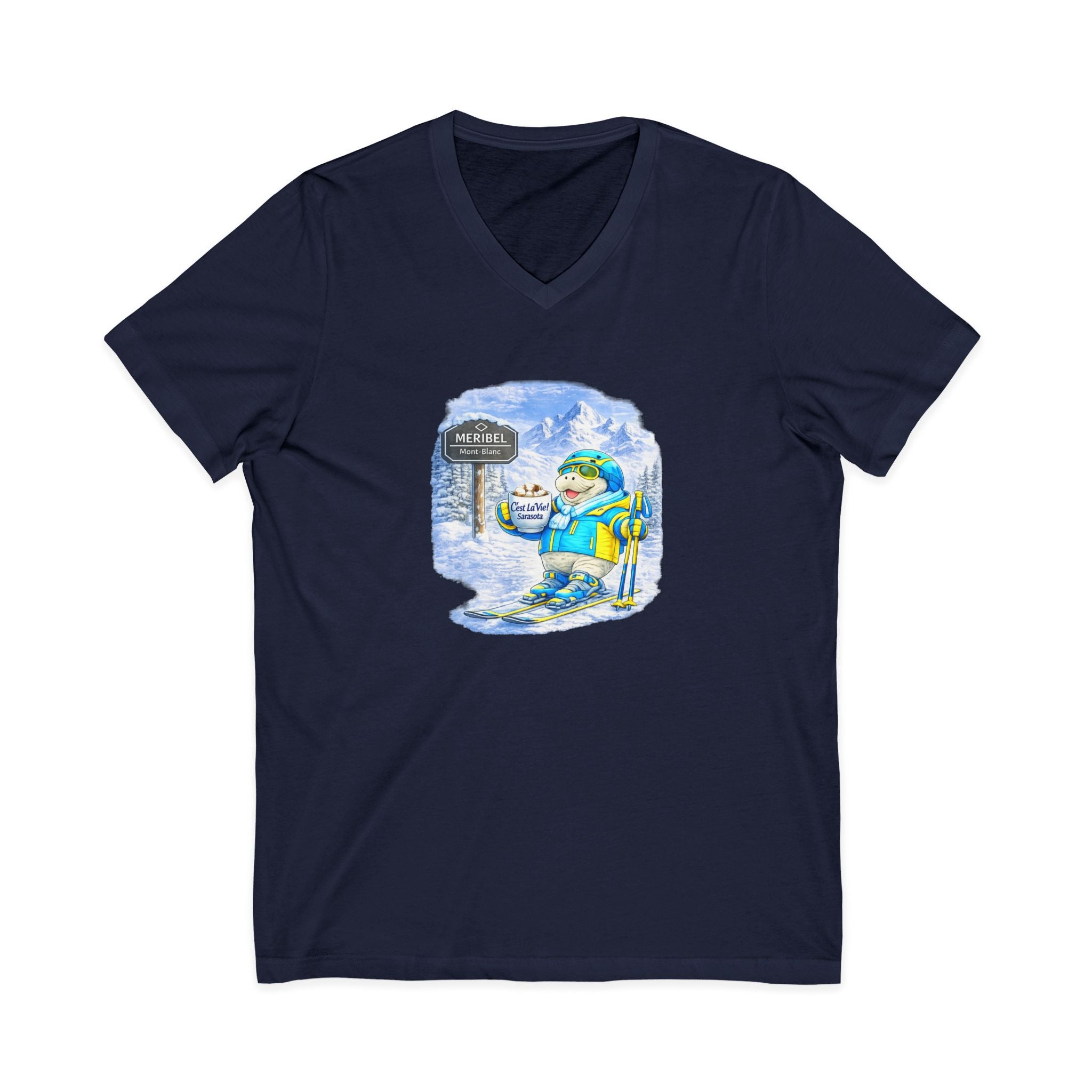 Unisex V-Neck T-Shirt C'est La Vie — Manatee Ski
