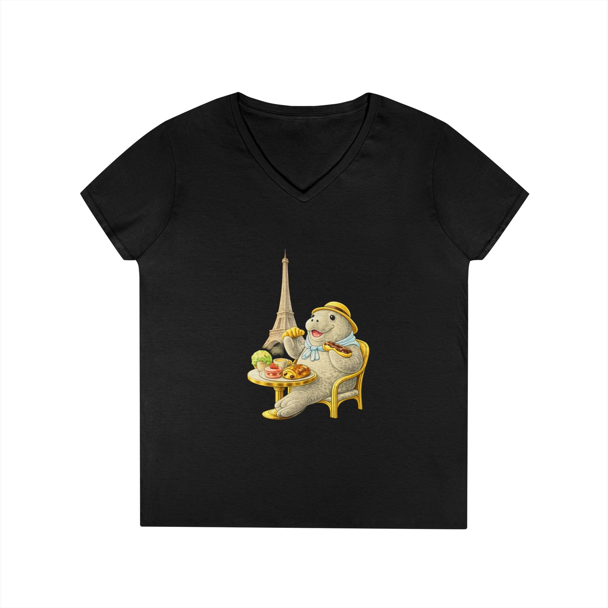 Women V-Neck T-Shirt — Manatee Paris with C’est La Vie