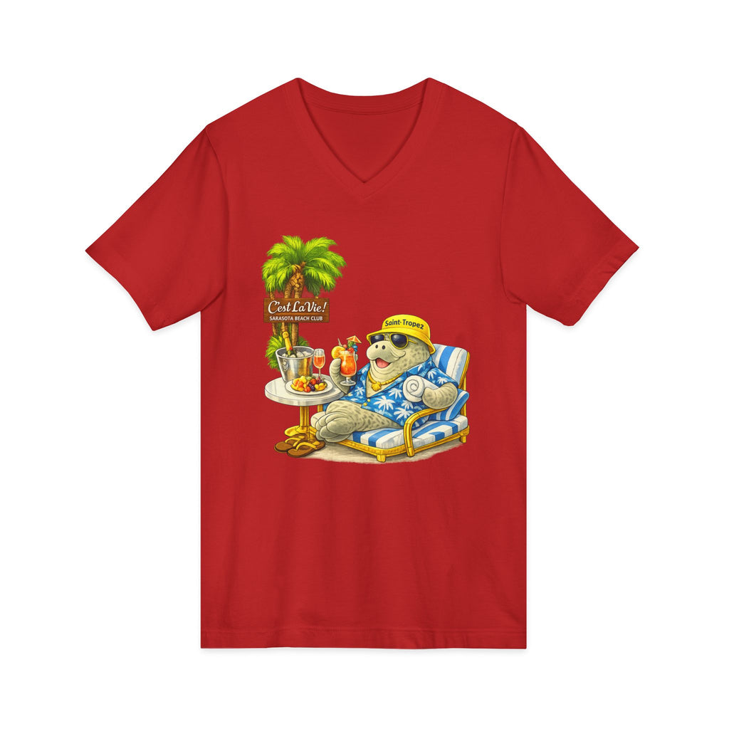 Unisex V-Neck T-Shirt C'est La Vie — Manatee Saint-Tropez