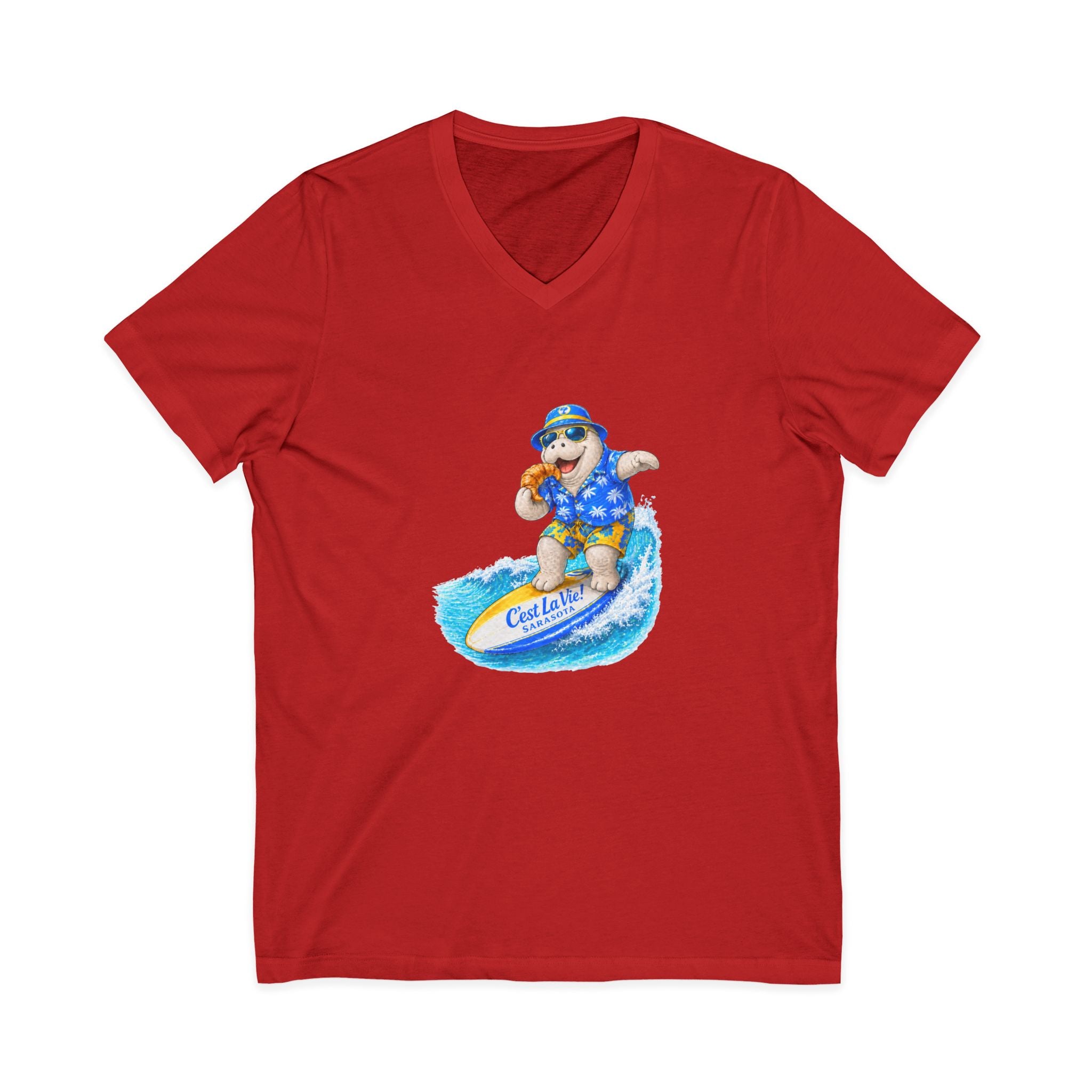 Unisex V-Neck T-Shirt C'est La Vie — Manatee Surf