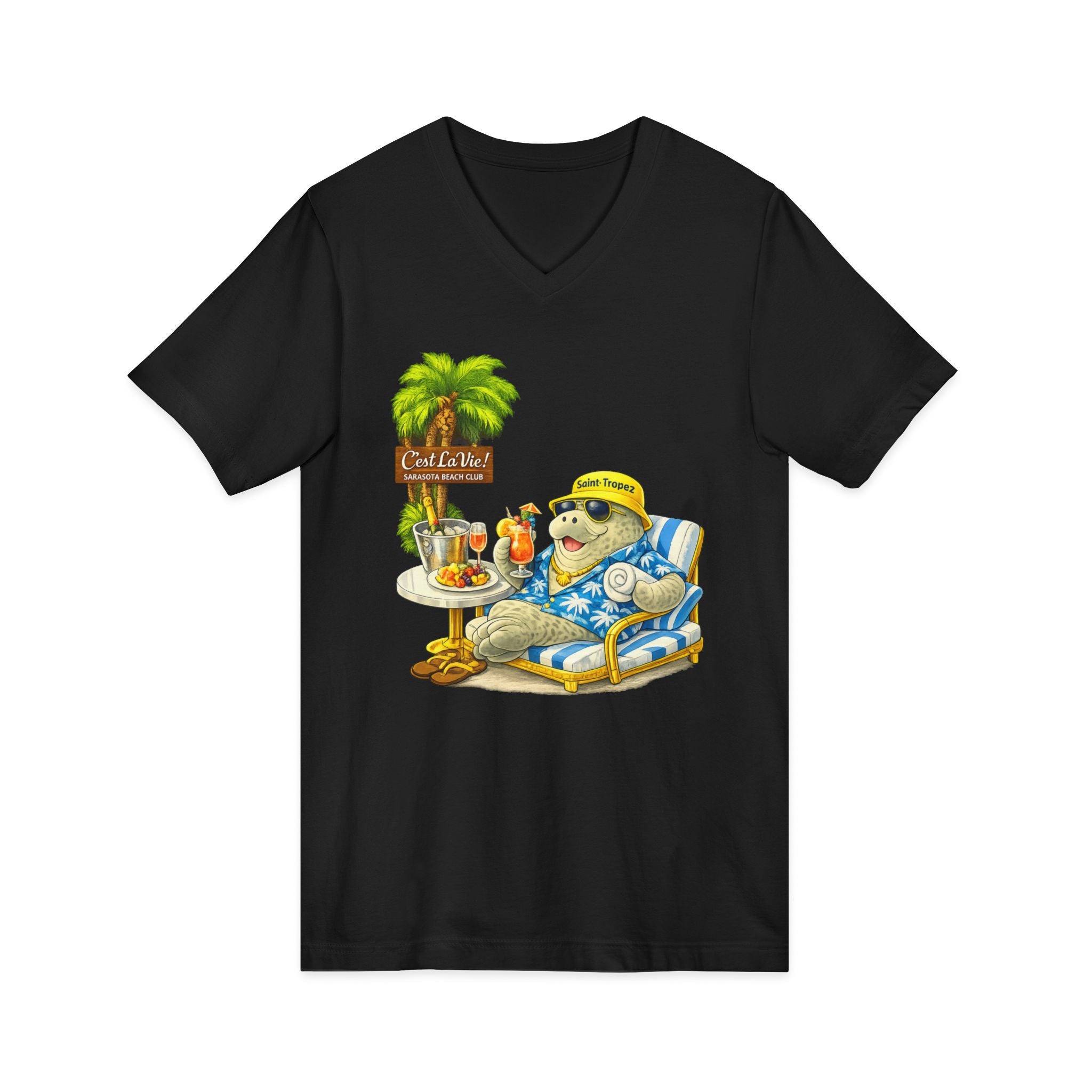 Unisex V-Neck T-Shirt C'est La Vie — Manatee Saint-Tropez