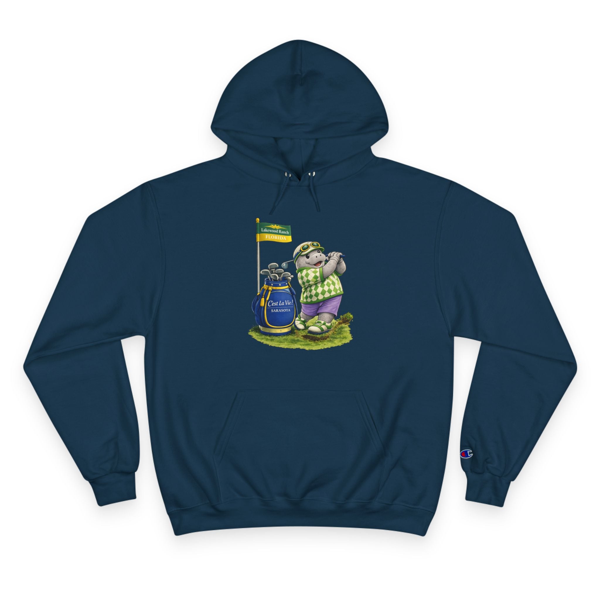 Champion Unisex Hoodie –  Manatee Golf "C'est La Vie" Back Print