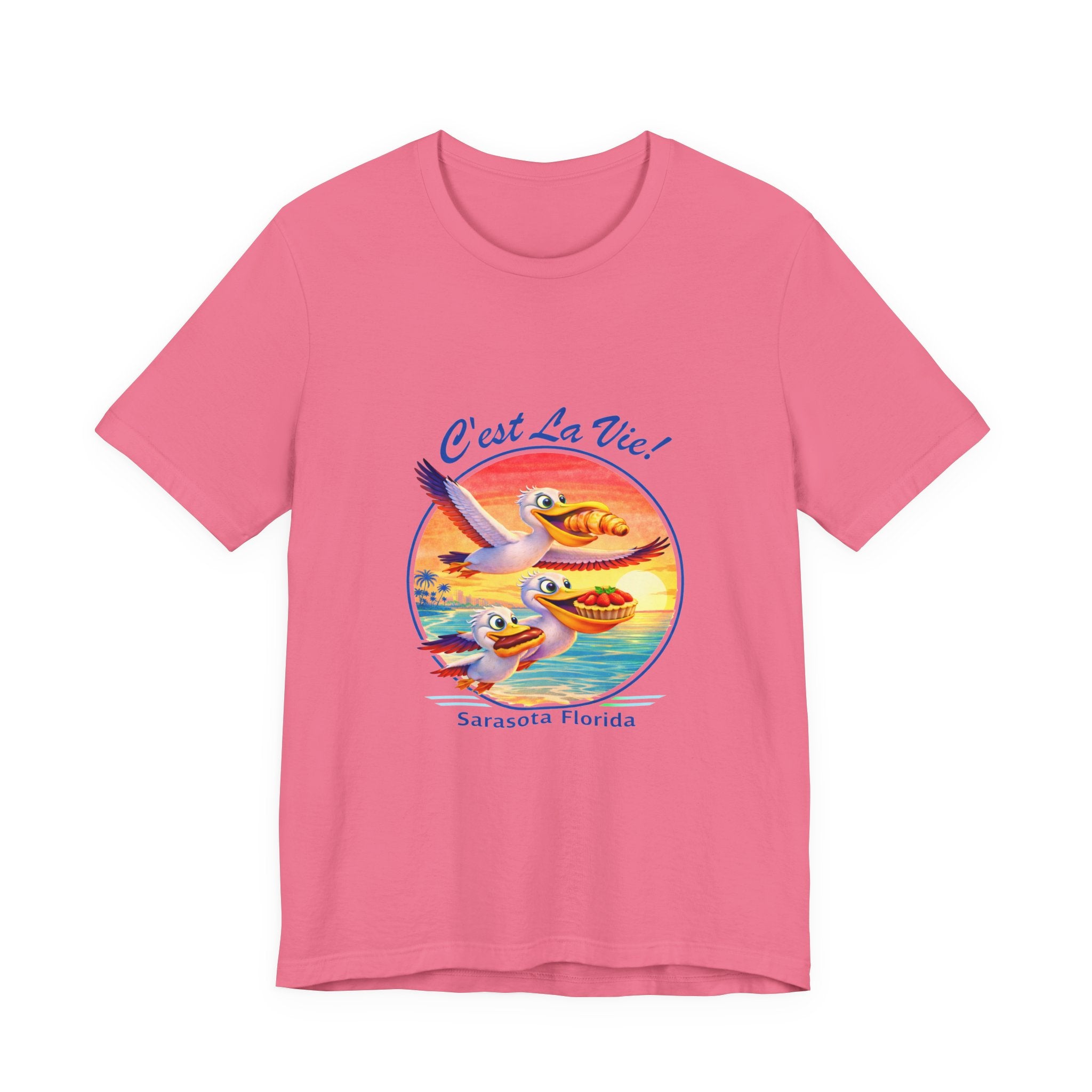 T-Shirt C'est La Vie — Owner Edition  Sunset Pelican with QR Code in the back
