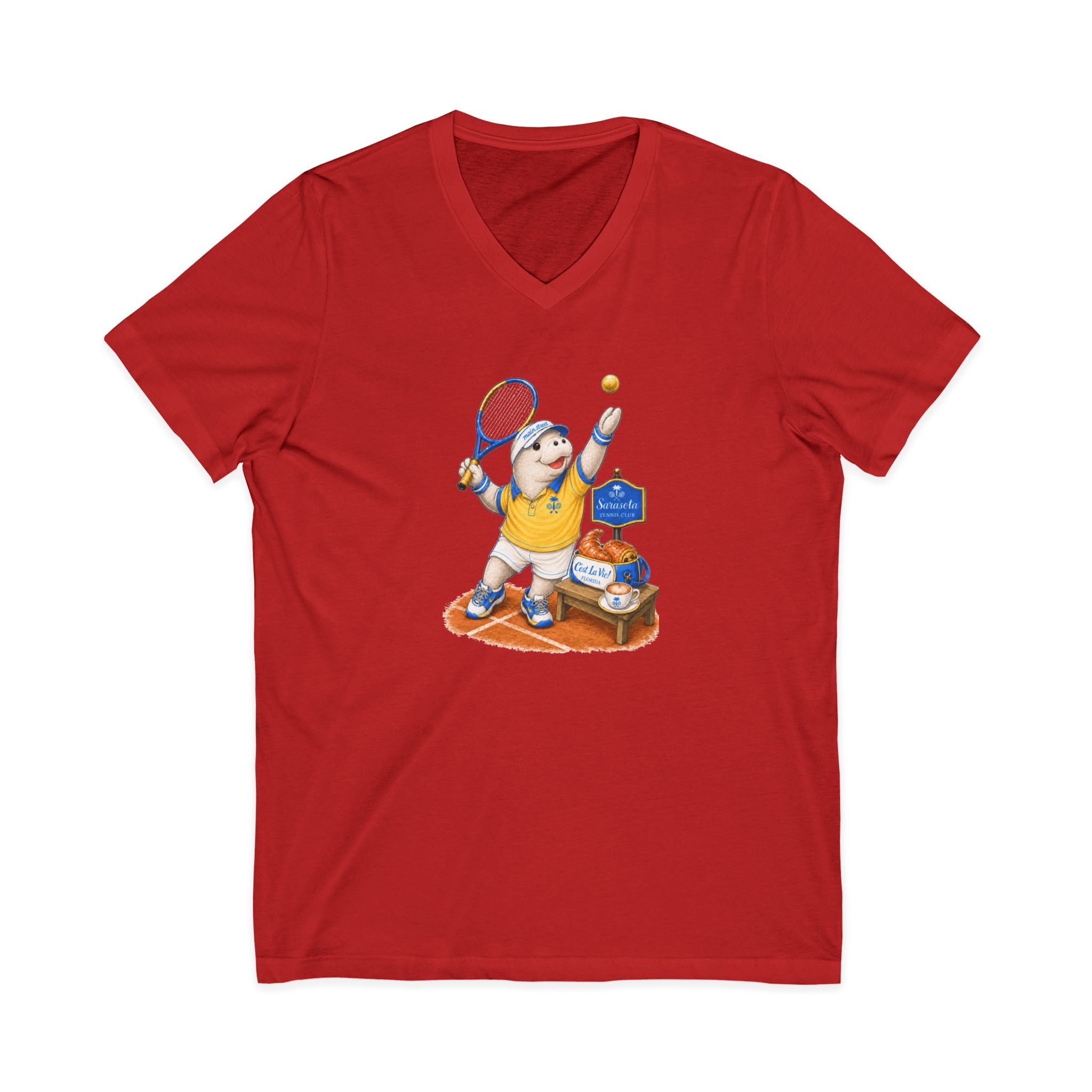 Unisex V-Neck T-Shirt C'est La Vie — Manatee Tennisman