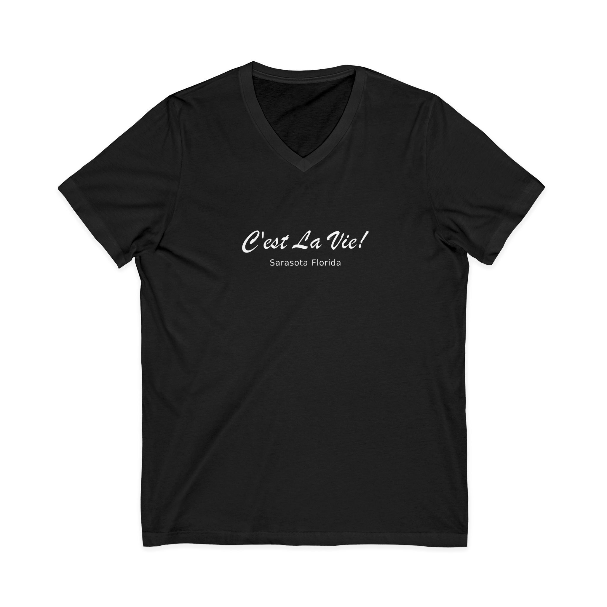Unisex V-Neck T-Shirt Infront C'est La Vie — Back Manatee Paris