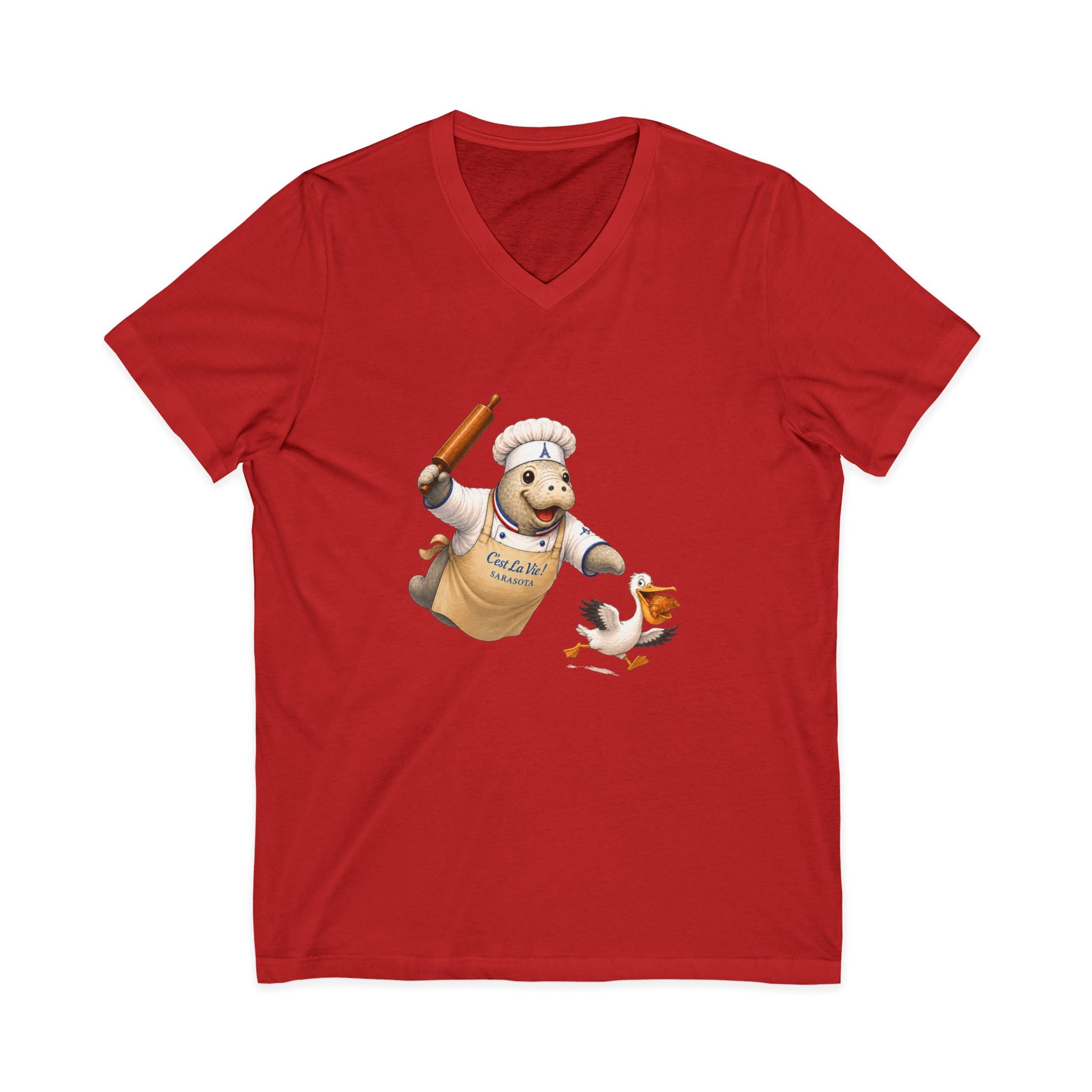 Unisex V-Neck T-Shirt C'est La Vie — Manatee Patissier