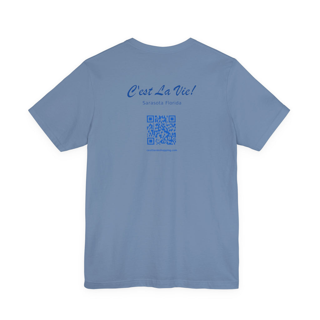 T-Shirt C'est La Vie — Owner Edition  Sunset Pelican with QR Code in the back