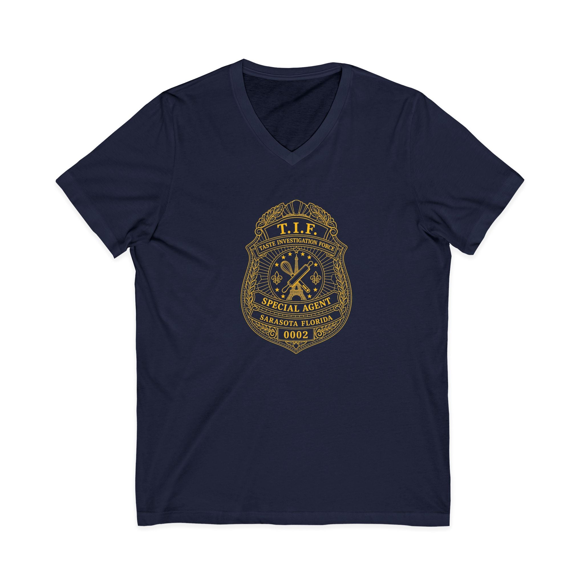 Unisex V-Neck T-Shirt C'est La Vie — TIF Yellow Skeleton Certified Owner Aurelie