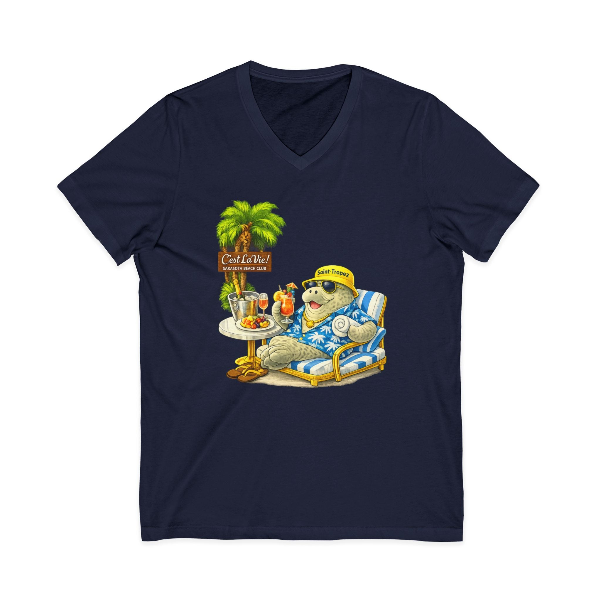 Unisex V-Neck T-Shirt C'est La Vie — Manatee Saint-Tropez