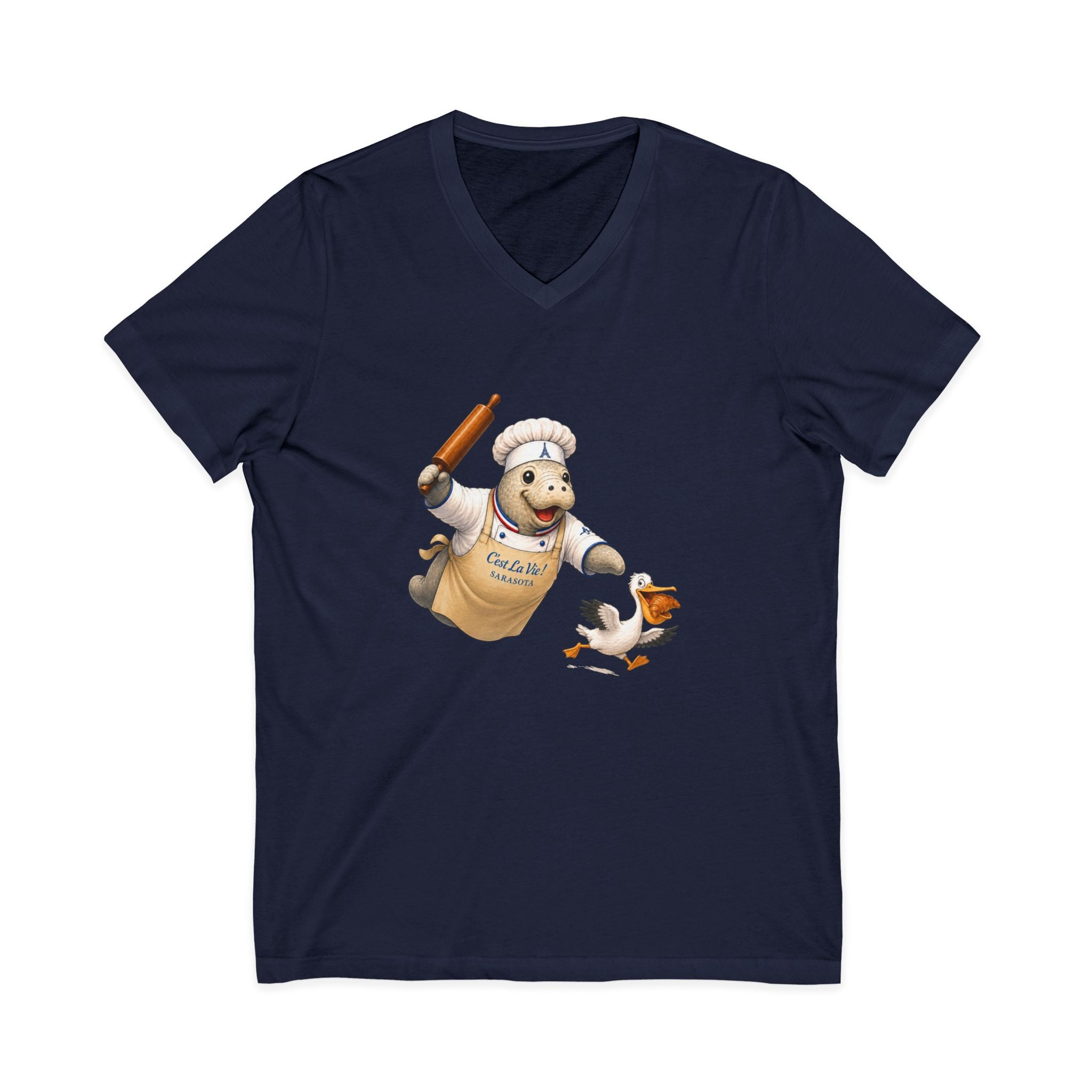 Unisex V-Neck T-Shirt C'est La Vie — Manatee Patissier
