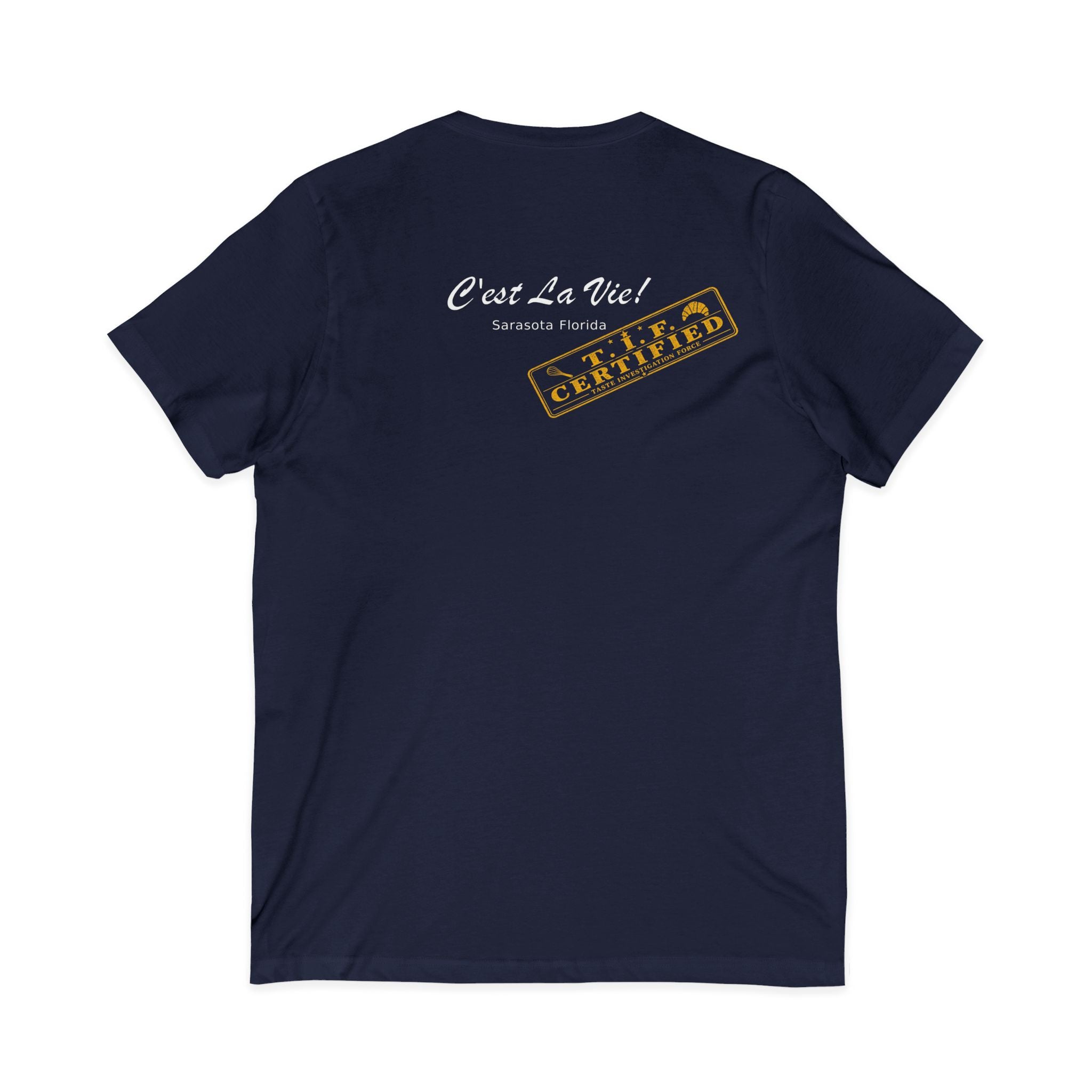 Unisex V-Neck T-Shirt C'est La Vie — TIF Yellow Skeleton Certified Owner Aurelie