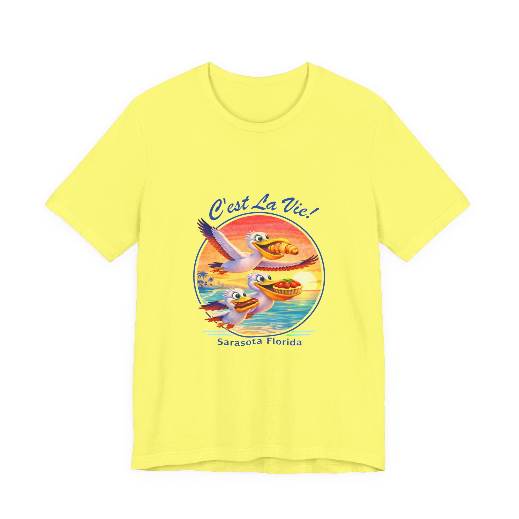 T-Shirt C'est La Vie — Owner Edition  Sunset Pelican with QR Code in the back