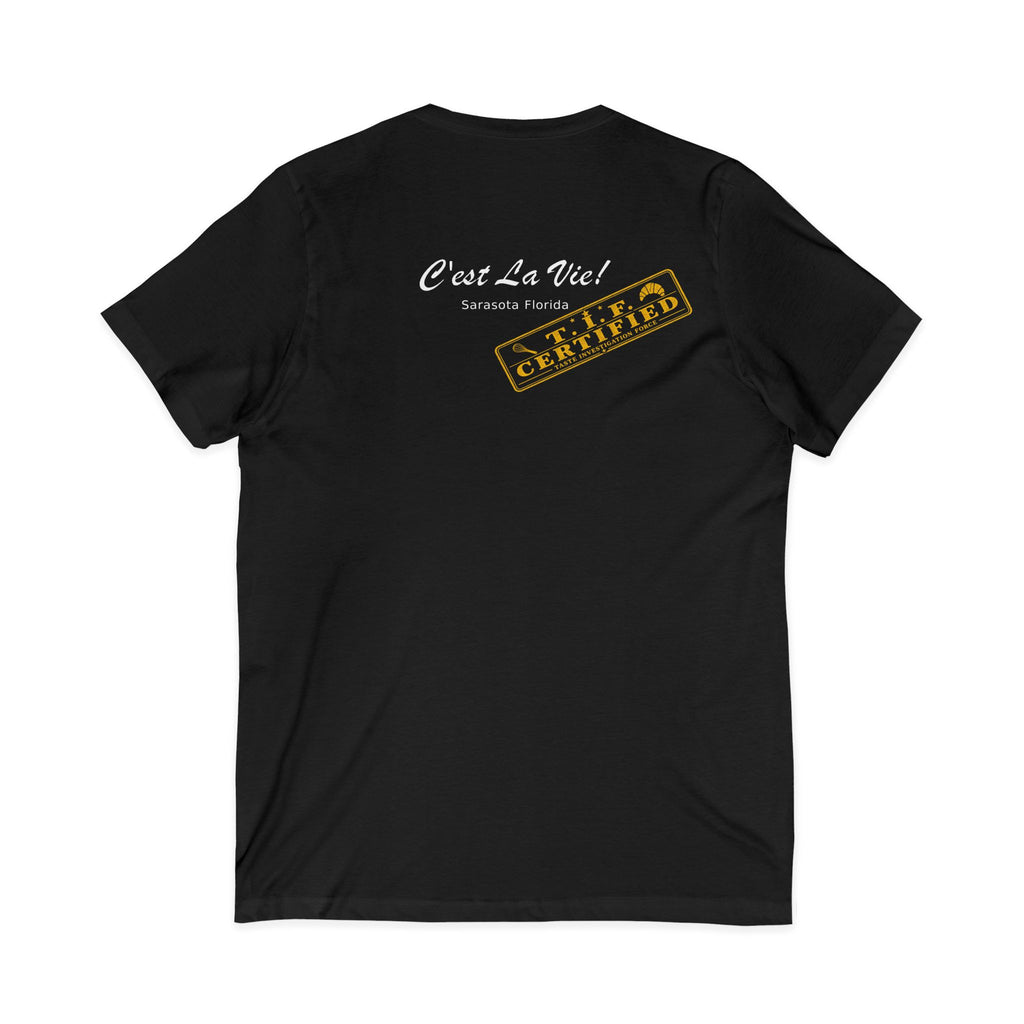 Unisex V-Neck T-Shirt C'est La Vie — TIF Yellow Skeleton Certified Owner Aurelie