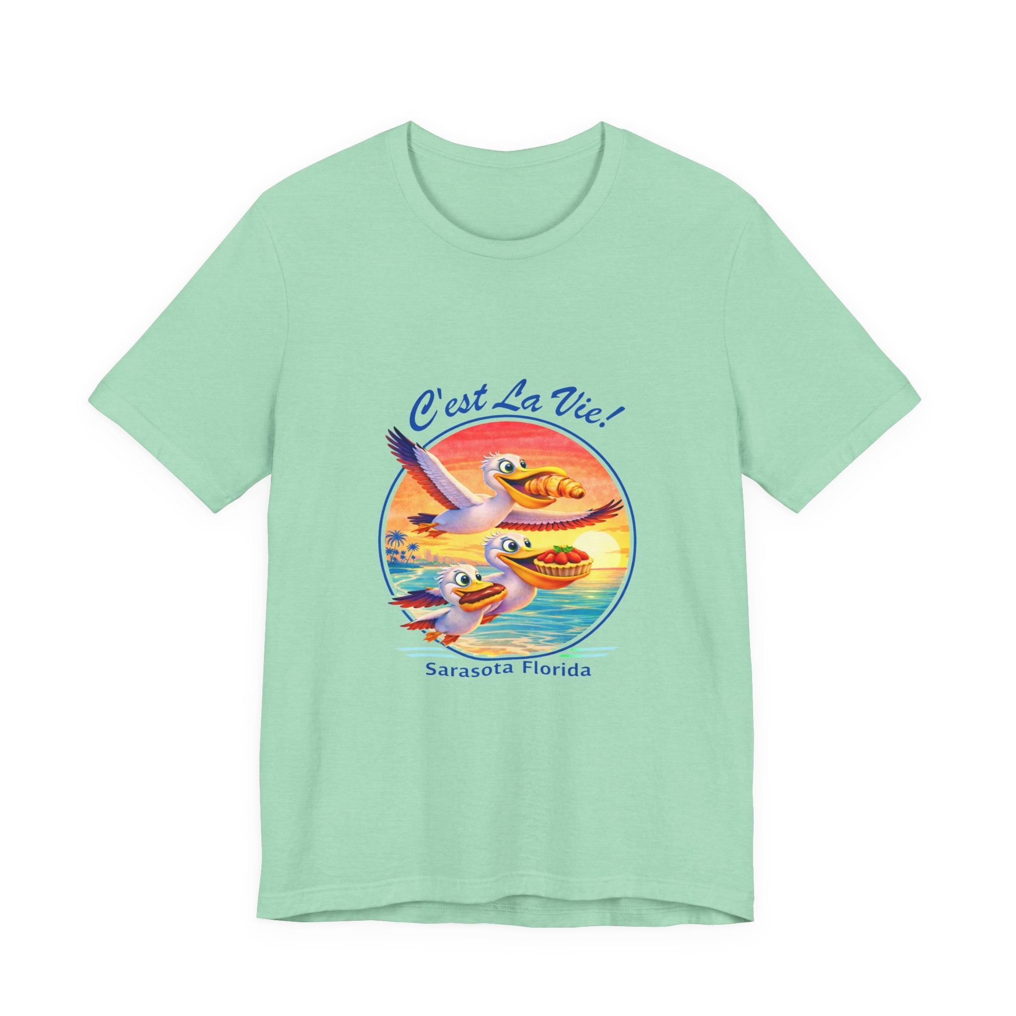 T-Shirt C'est La Vie — Owner Edition  Sunset Pelican with QR Code in the back