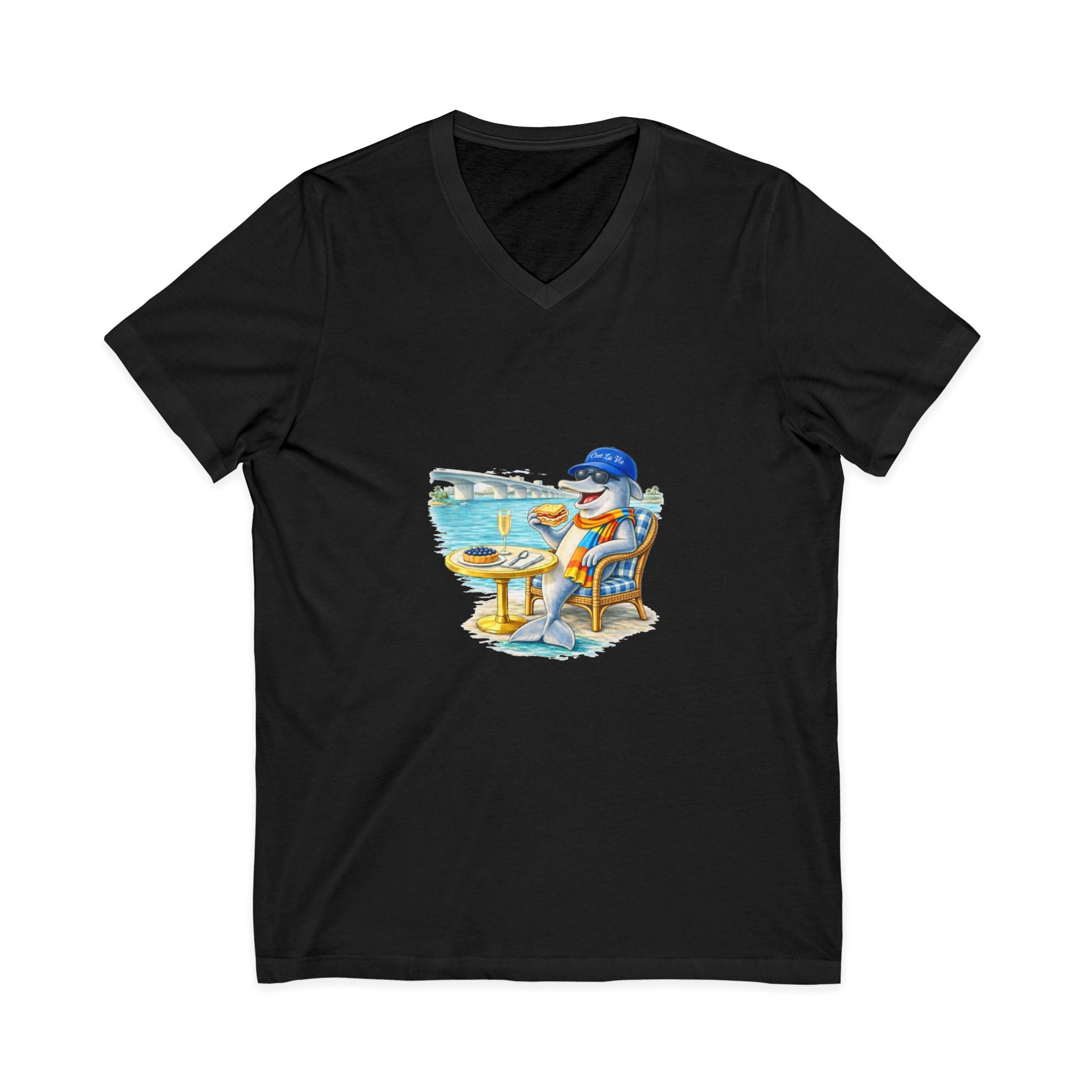 Unisex V-Neck T-Shirt C'est La Vie — Dolphin Sarasota