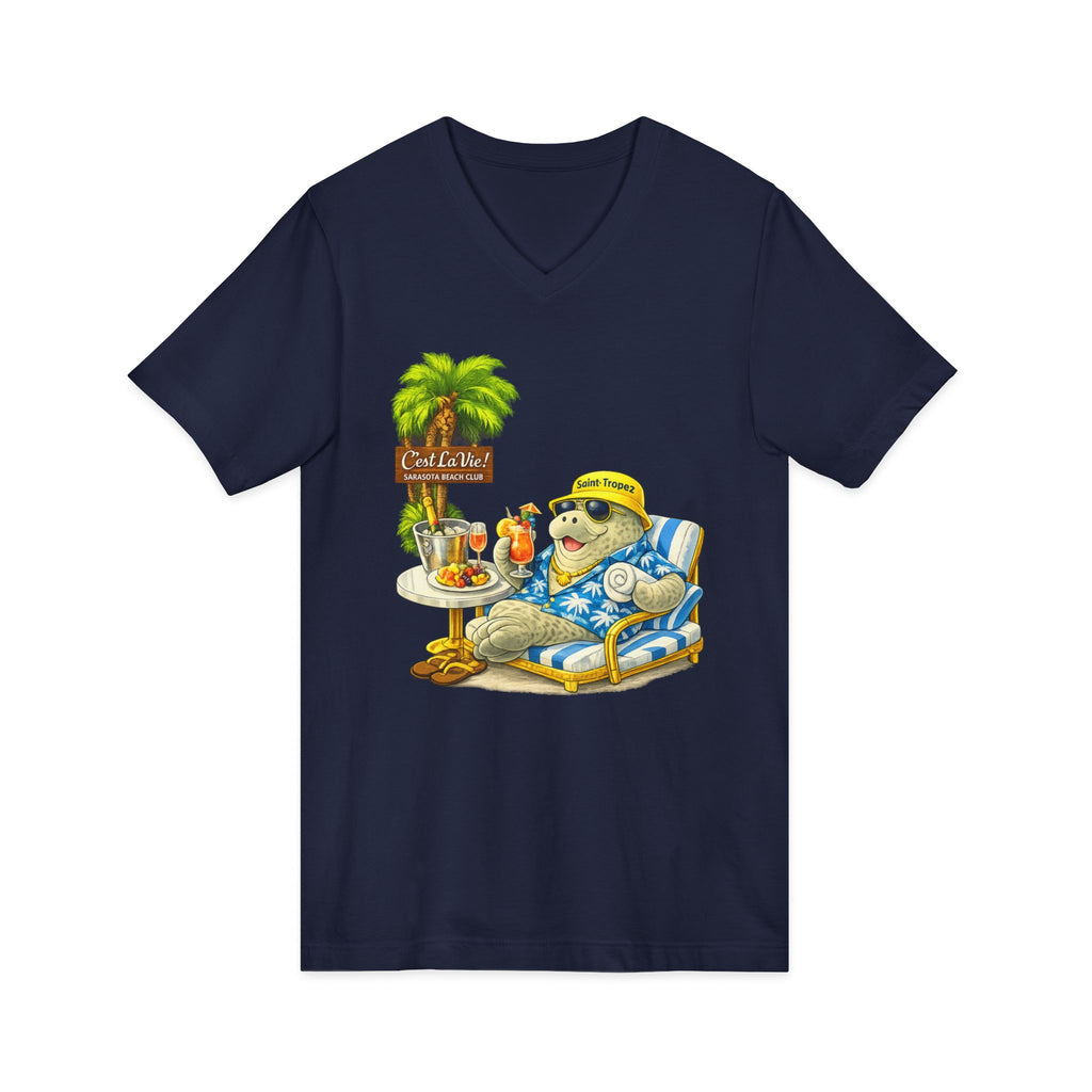 Unisex V-Neck T-Shirt C'est La Vie — Manatee Saint-Tropez