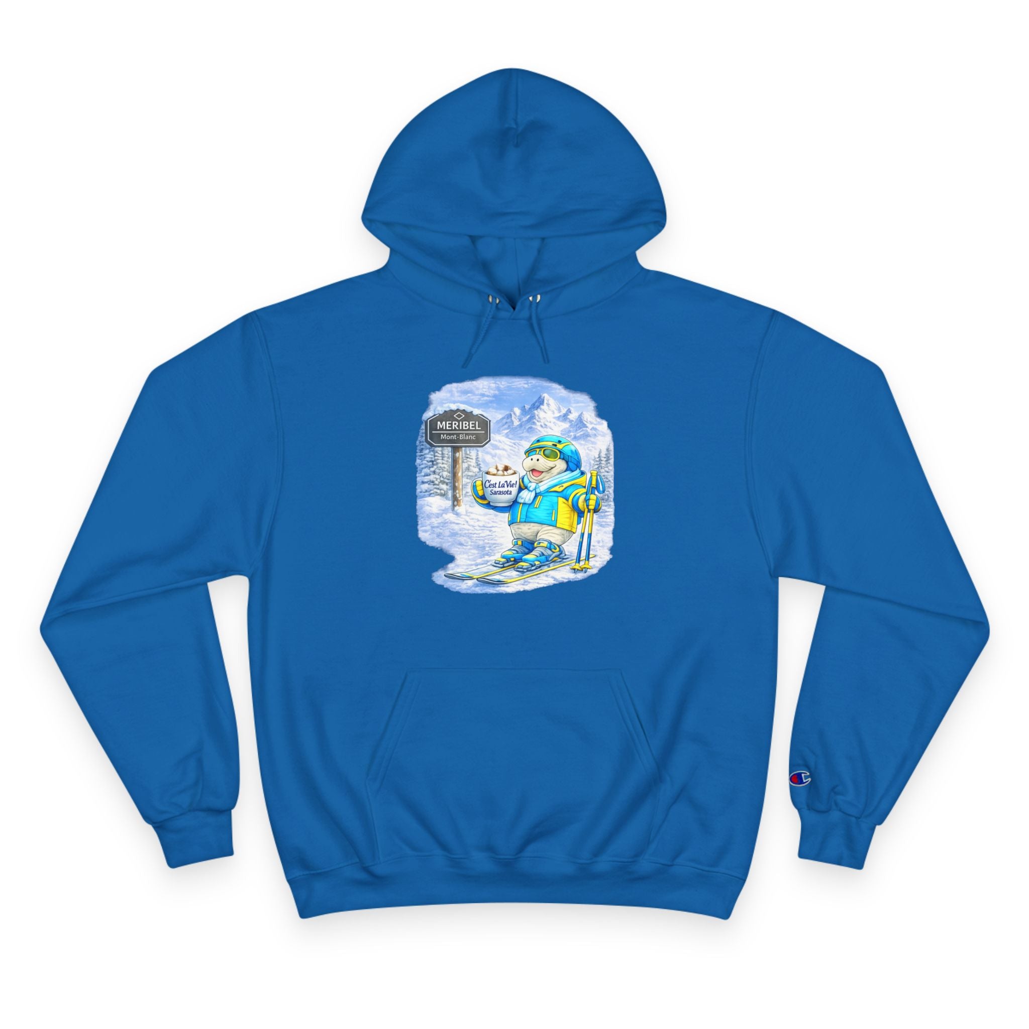 Champion Unisex Hoodie –  Manatee Ski Meribel "C'est La Vie" Back Print