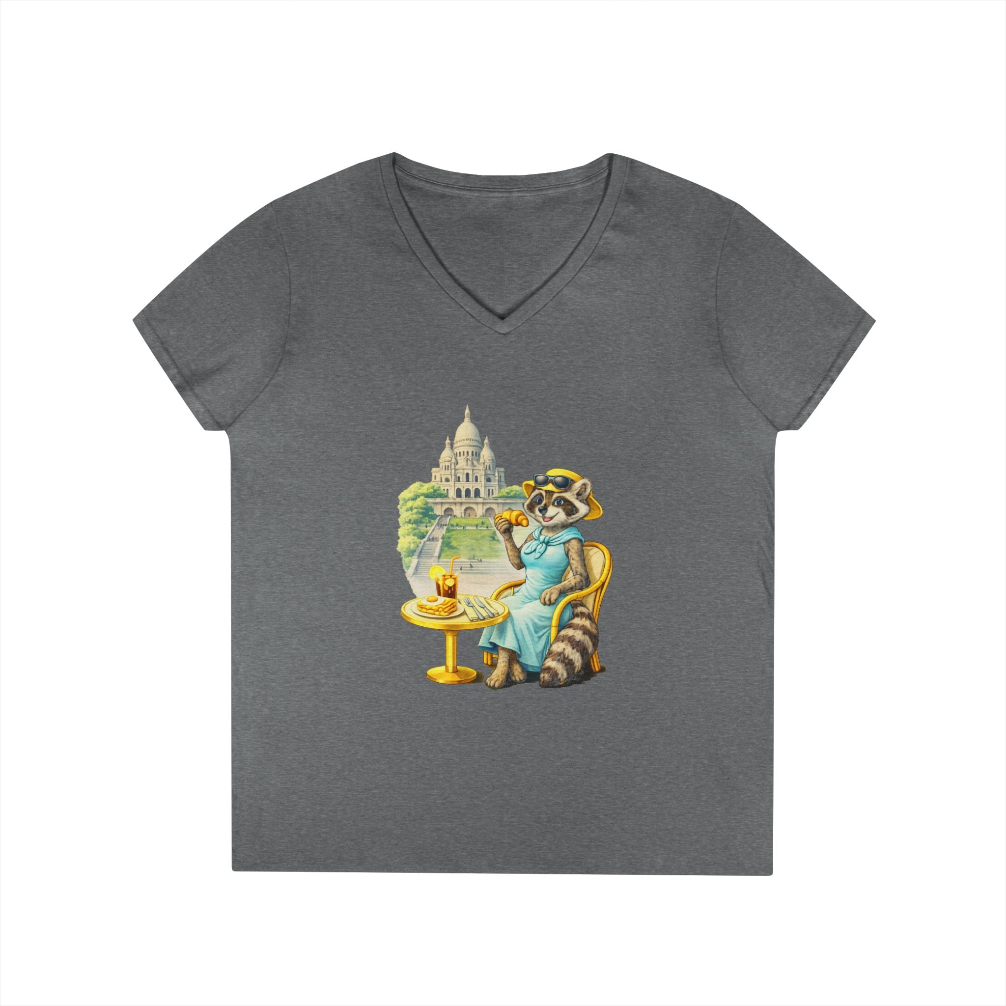 Women V-Neck T-Shirt — Racoon Paris with C’est La Vie