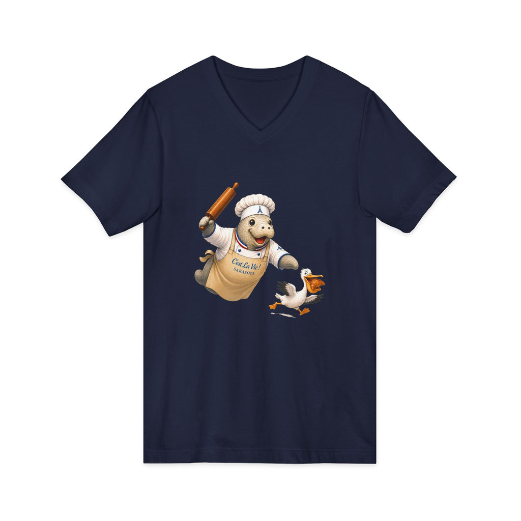 Unisex V-Neck T-Shirt C'est La Vie — Manatee Patissier