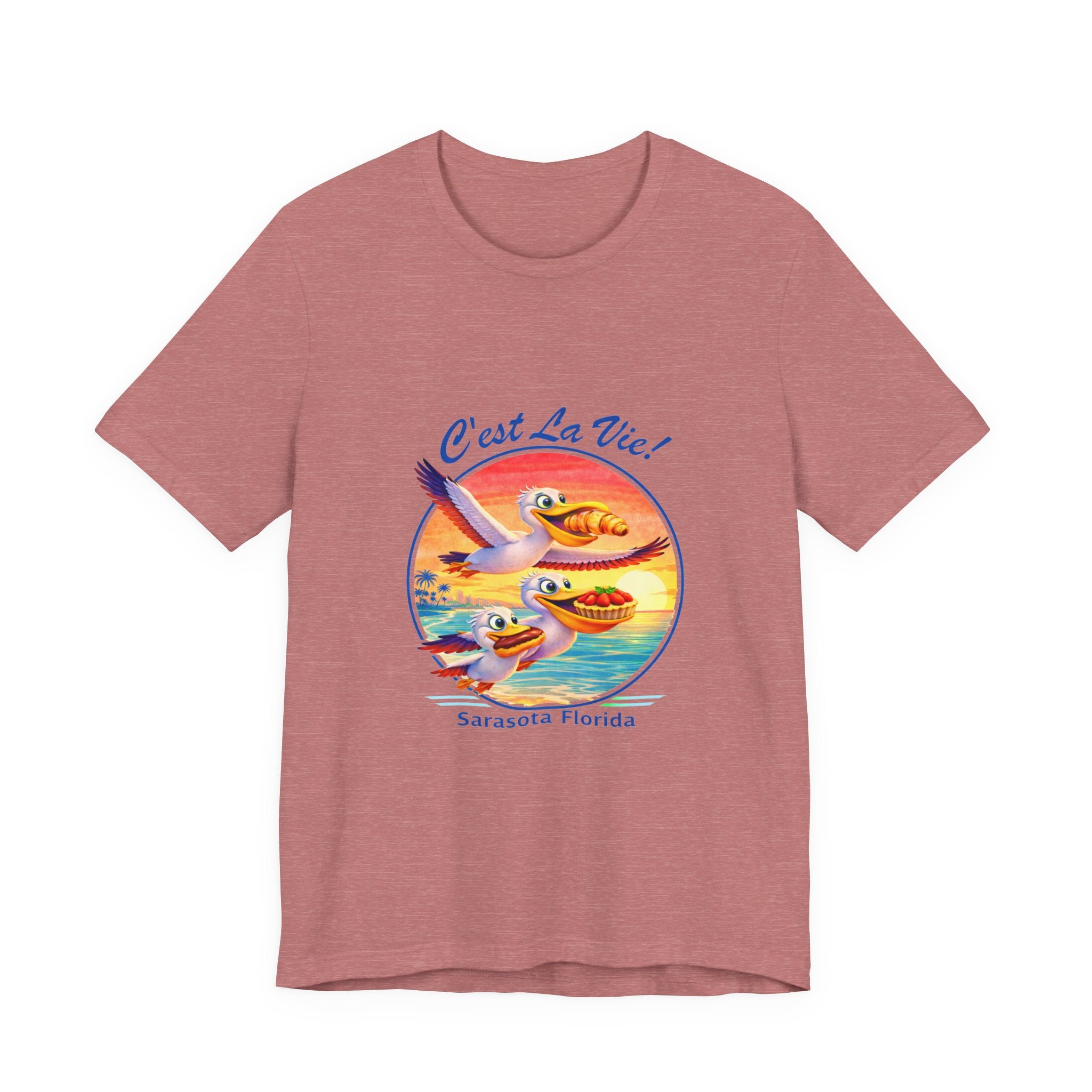 T-Shirt C'est La Vie — Owner Edition  Sunset Pelican with QR Code in the back