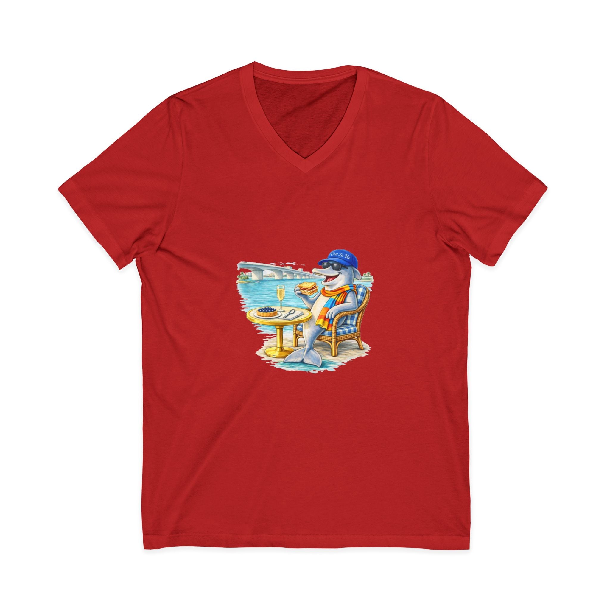 Unisex V-Neck T-Shirt C'est La Vie — Dolphin Sarasota
