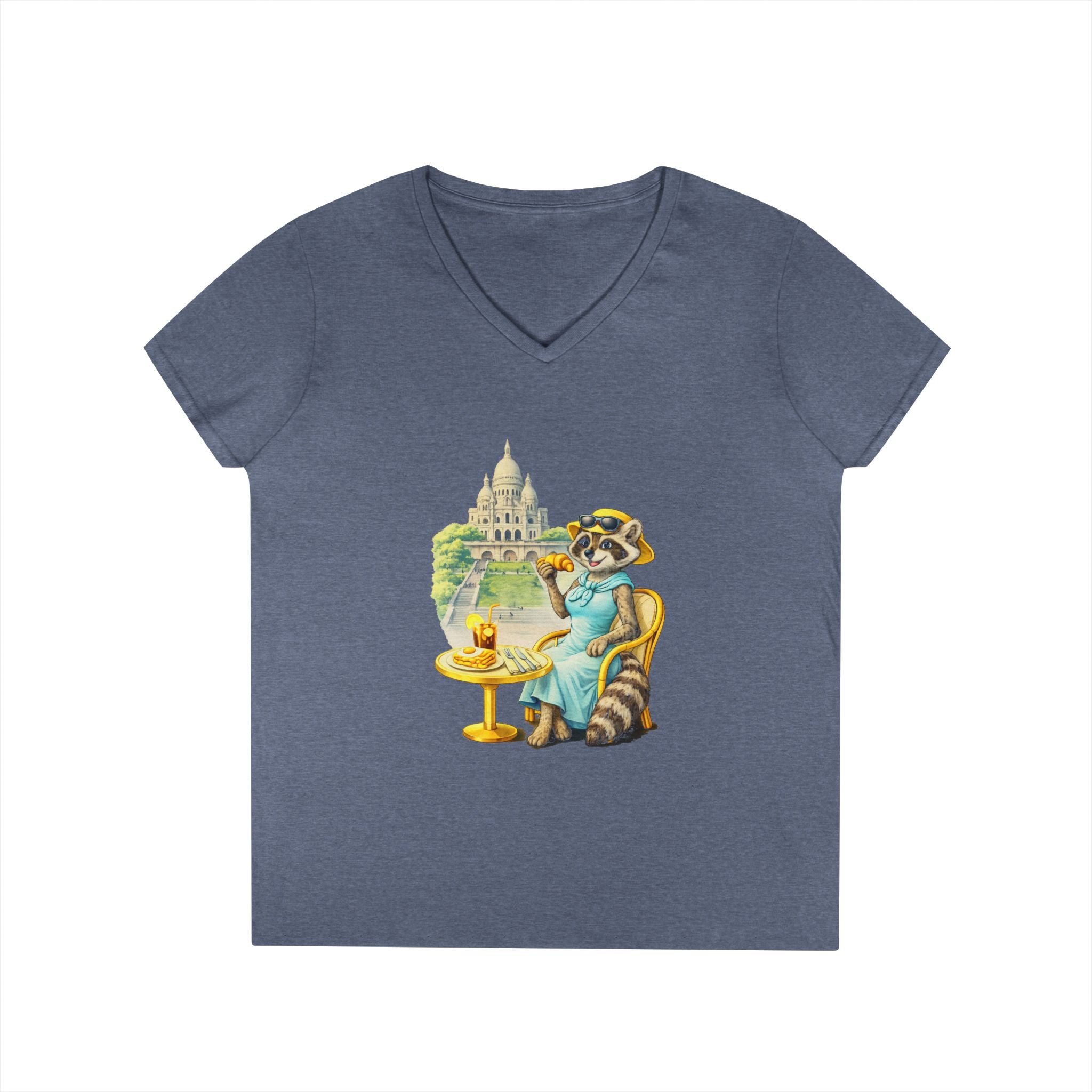 Women V-Neck T-Shirt — Racoon Paris with C’est La Vie