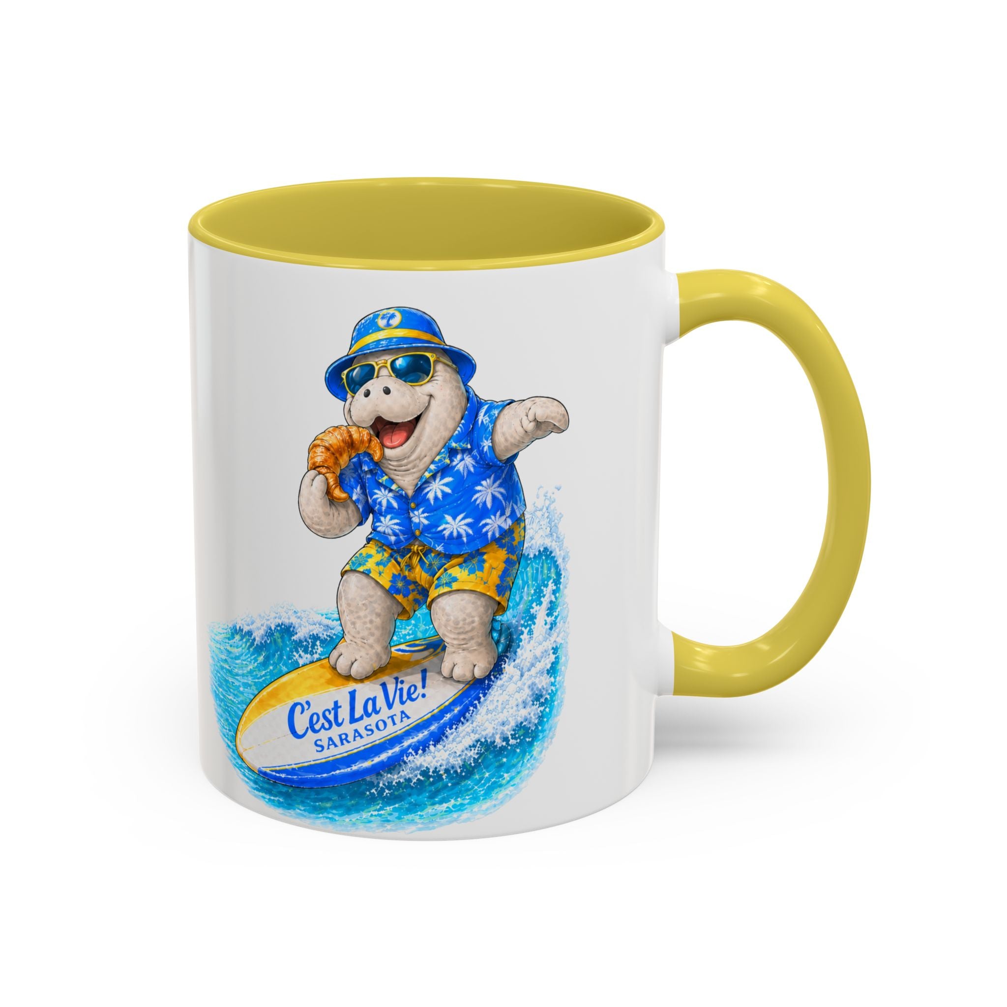 C'est La Vie! Café Mug — Manatee Surfer (11oz/15oz)