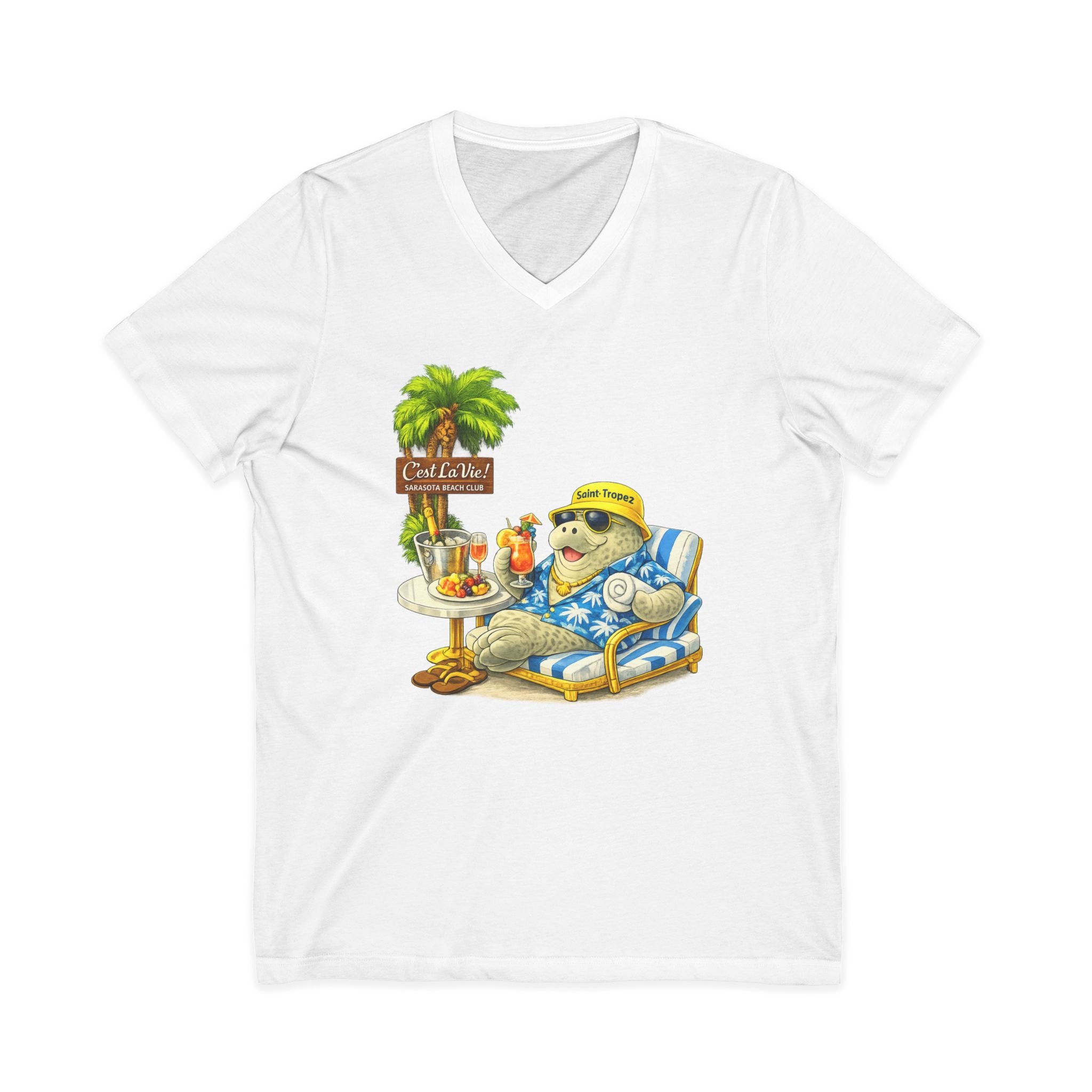 Unisex V-Neck T-Shirt C'est La Vie — Manatee Saint-Tropez