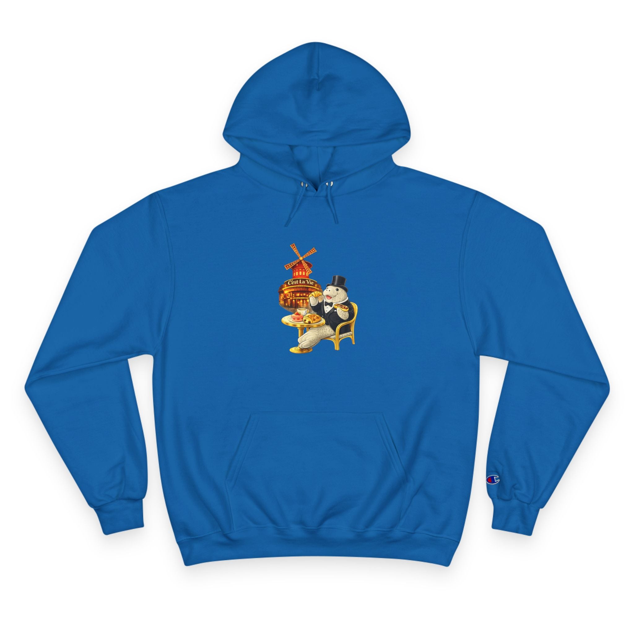 Champion Unisex Hoodie Owner Edition –  Manatee Moulin  "C'est La Vie" Back Print