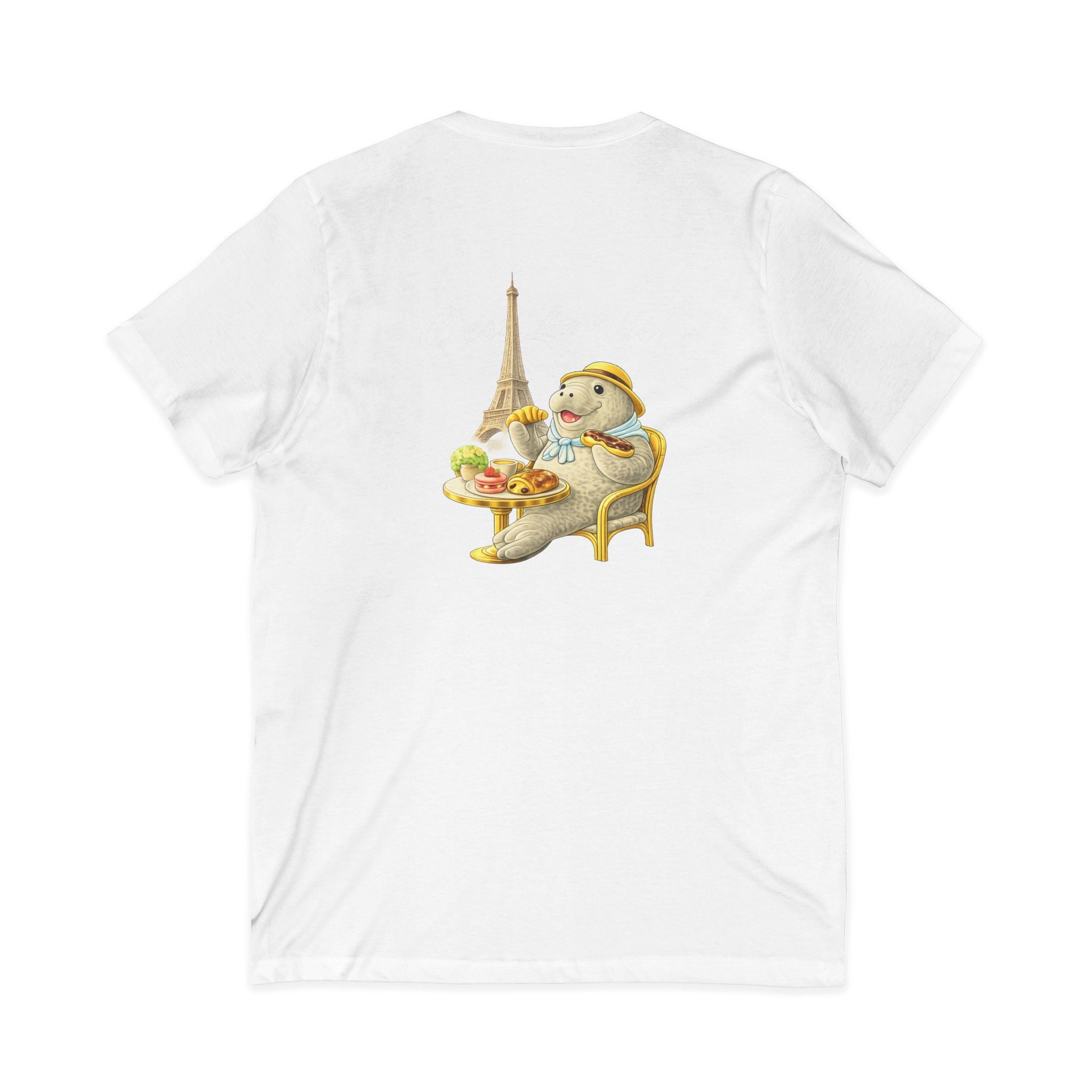 Unisex V-Neck T-Shirt Infront C'est La Vie — Back Manatee Paris