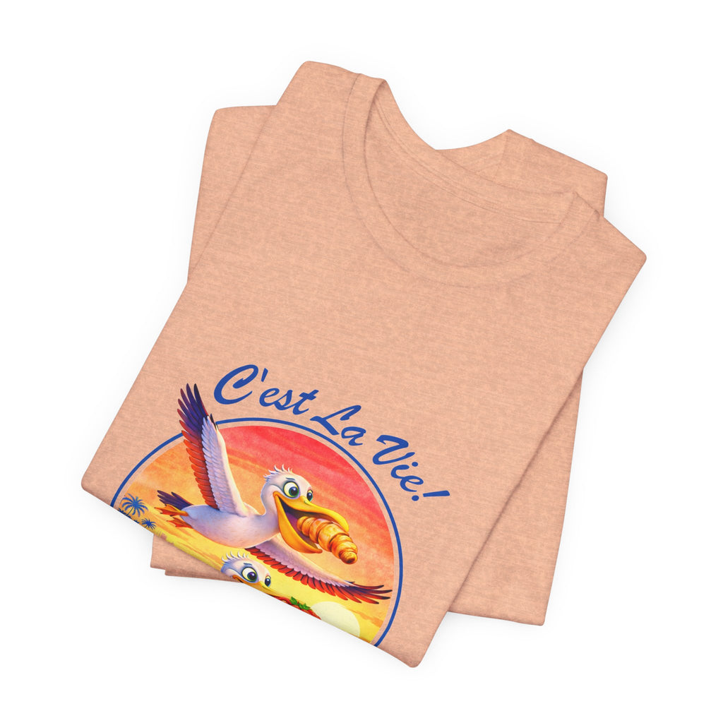 T-Shirt C'est La Vie — Owner Edition  Sunset Pelican with QR Code in the back