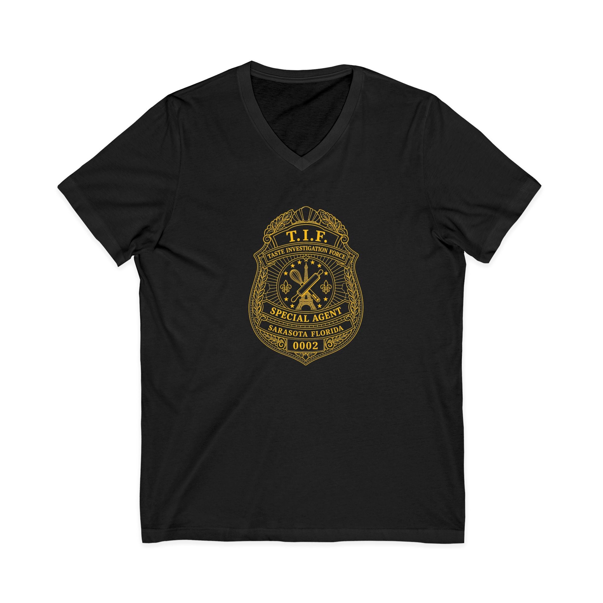 Unisex V-Neck T-Shirt C'est La Vie — TIF Yellow Skeleton Certified Owner Aurelie