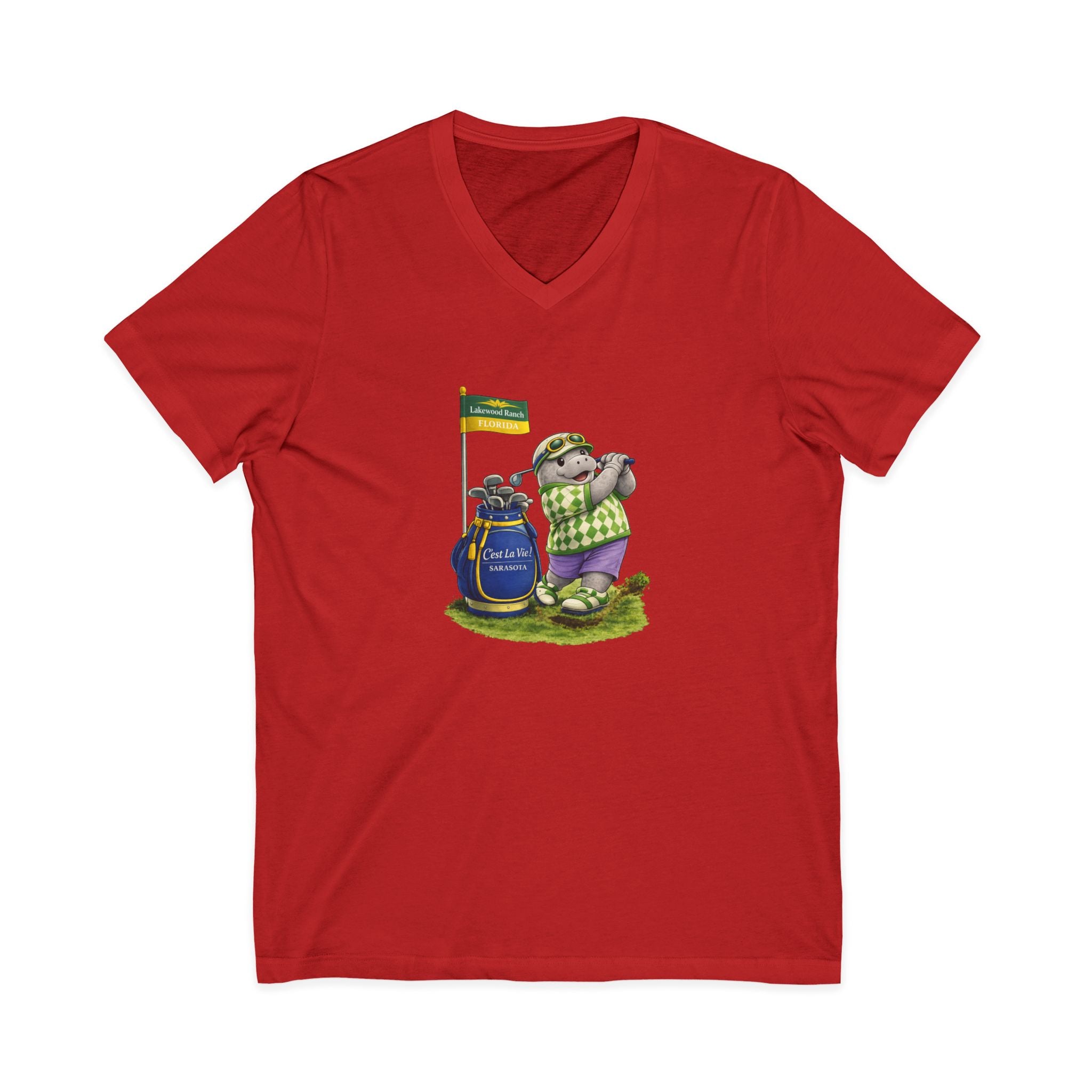 Unisex V-Neck T-Shirt C'est La Vie — Manatee Golf