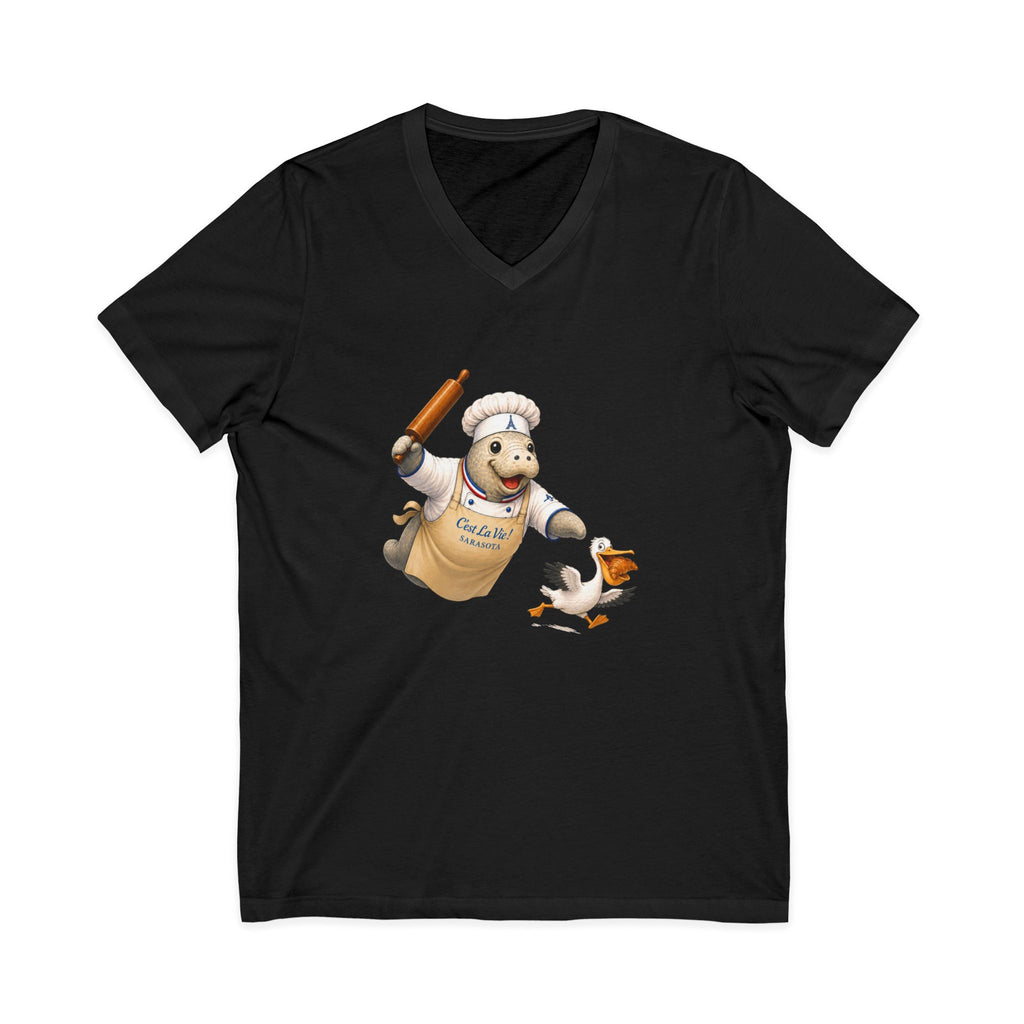 Unisex V-Neck T-Shirt C'est La Vie — Manatee Patissier