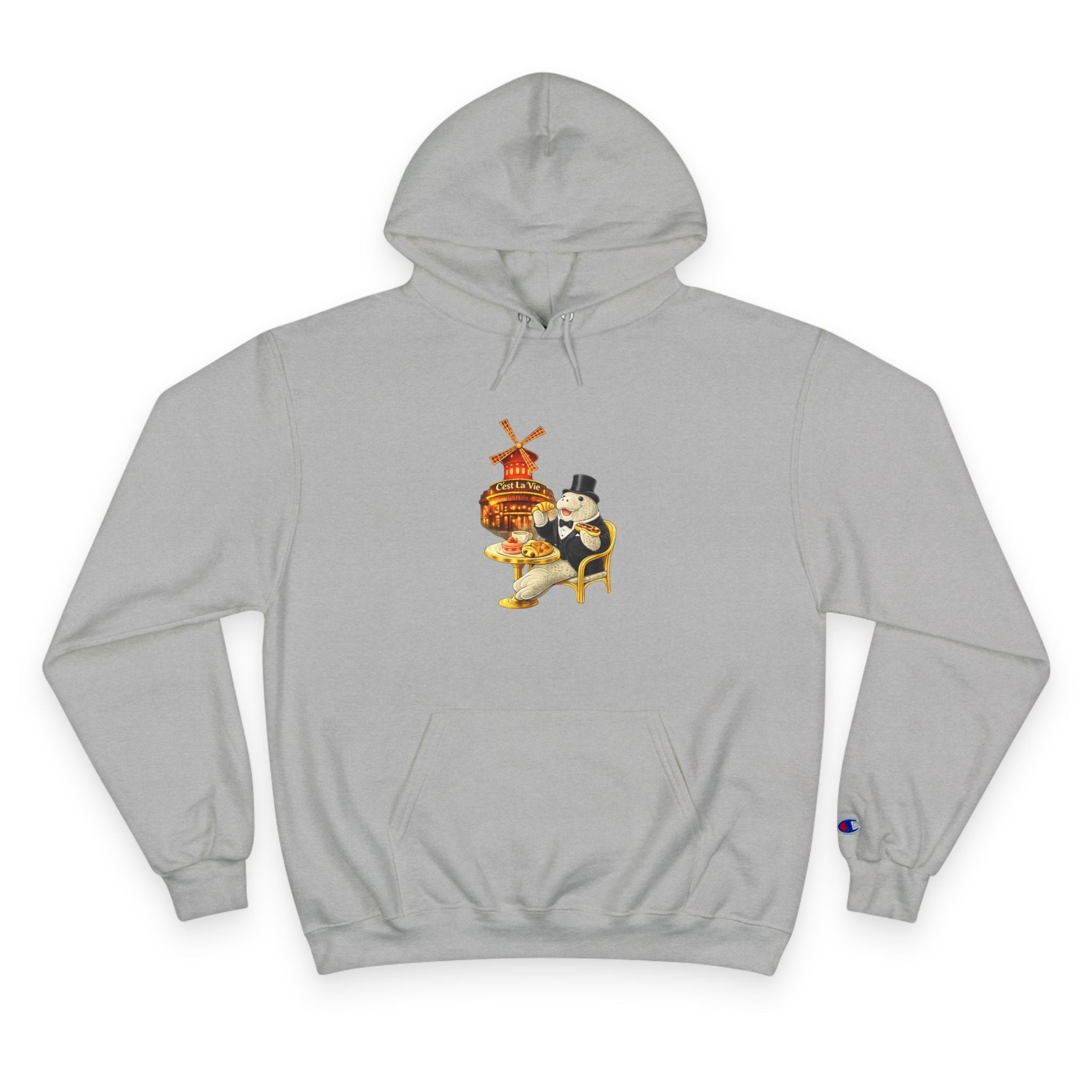 Champion Unisex Hoodie Owner Edition –  Manatee Moulin  "C'est La Vie" Back Print