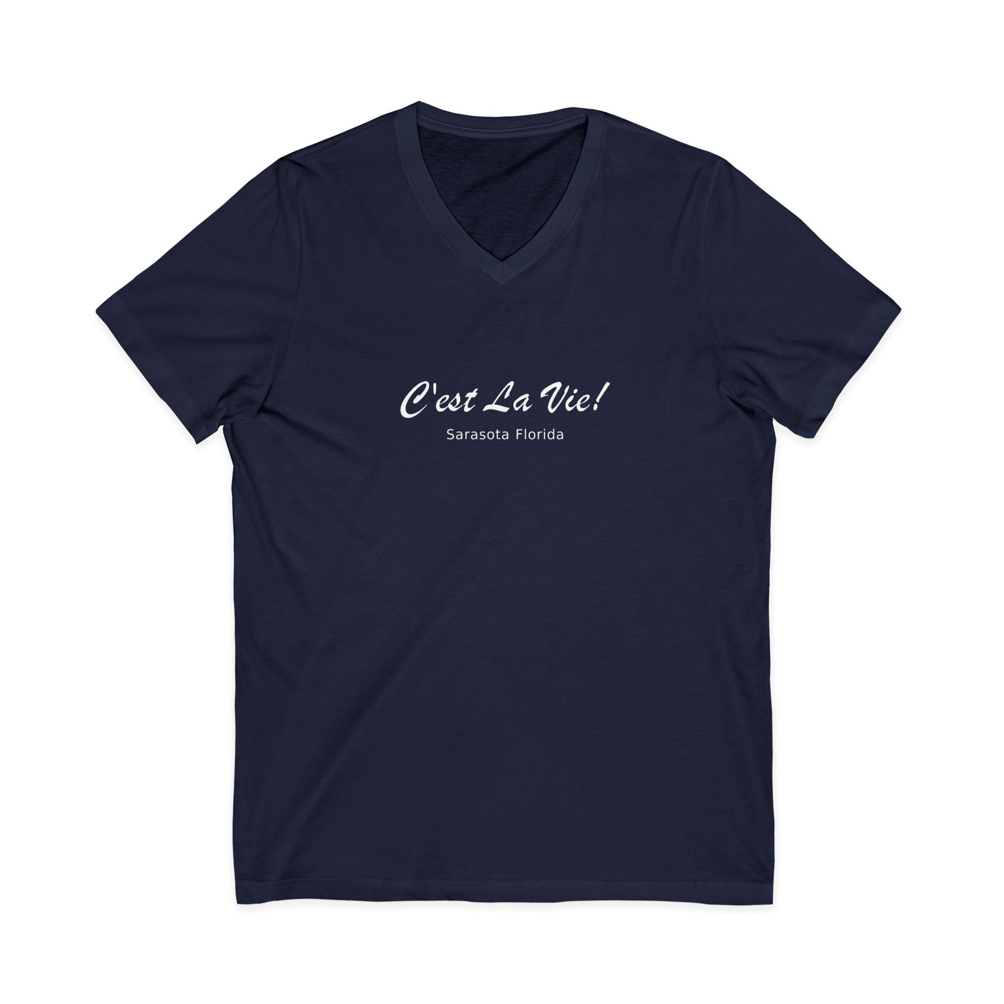 Unisex V-Neck T-Shirt Infront C'est La Vie — Back Manatee Paris