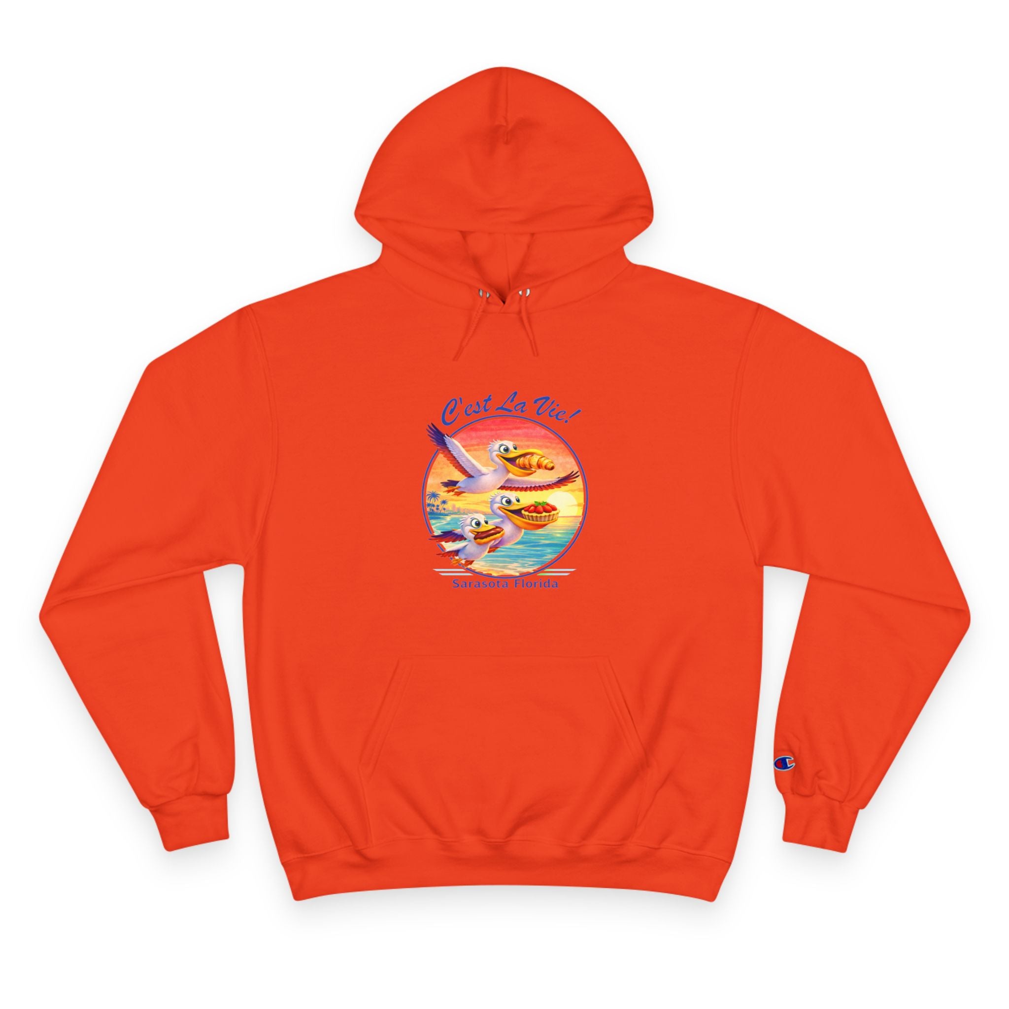Champion Unisex Hoodie –  Pelican Sunset "C'est La Vie" Back Print