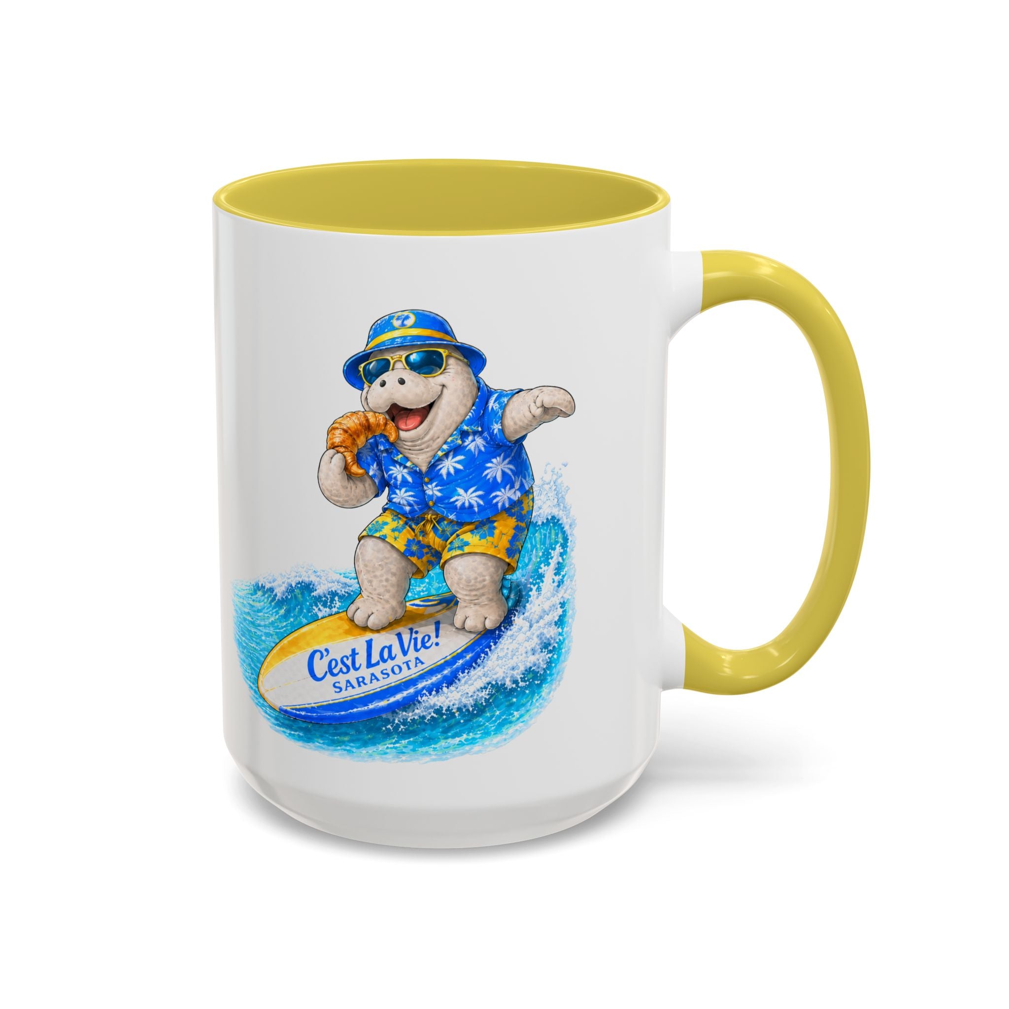 C'est La Vie! Café Mug — Manatee Surfer (11oz/15oz)