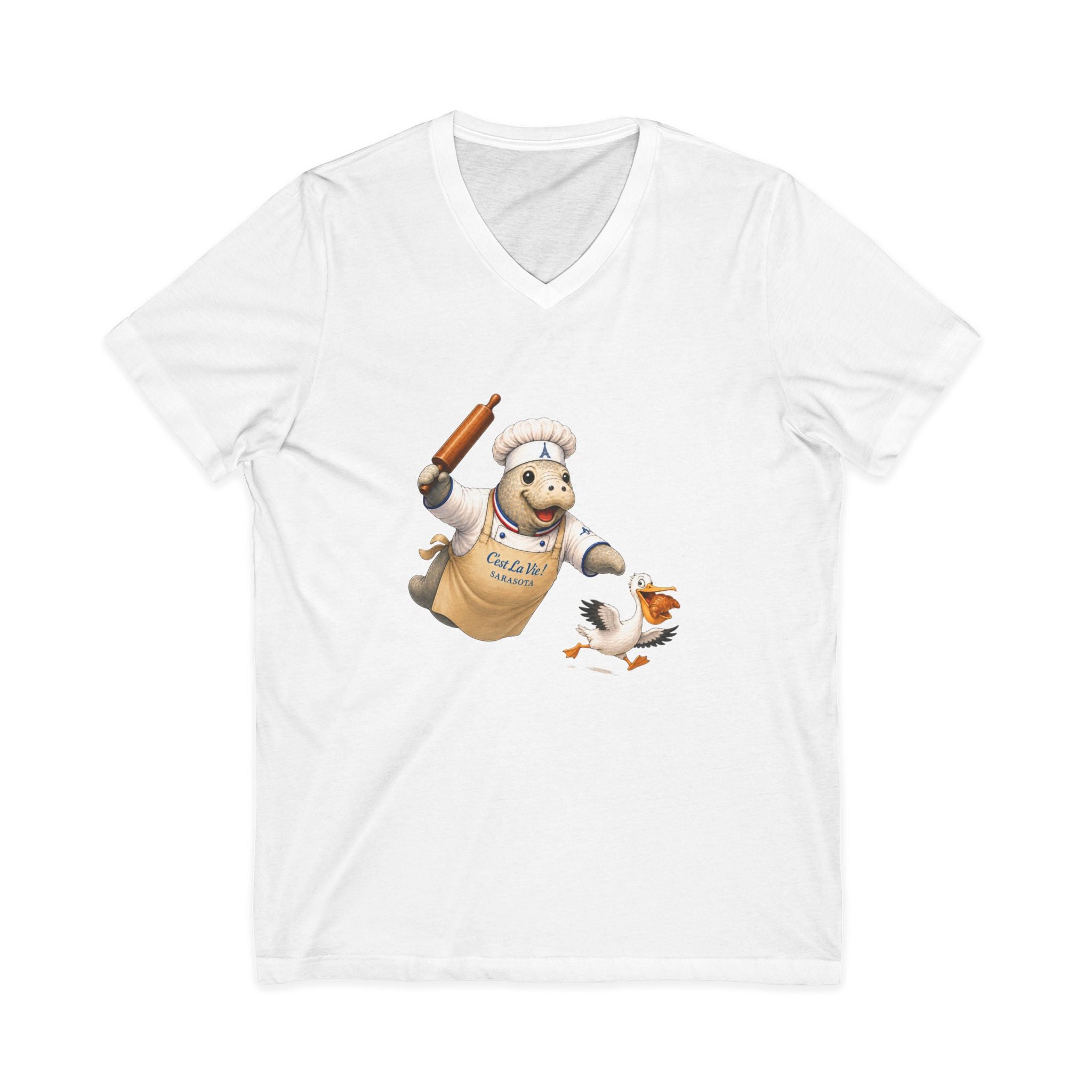 Unisex V-Neck T-Shirt C'est La Vie — Manatee Patissier
