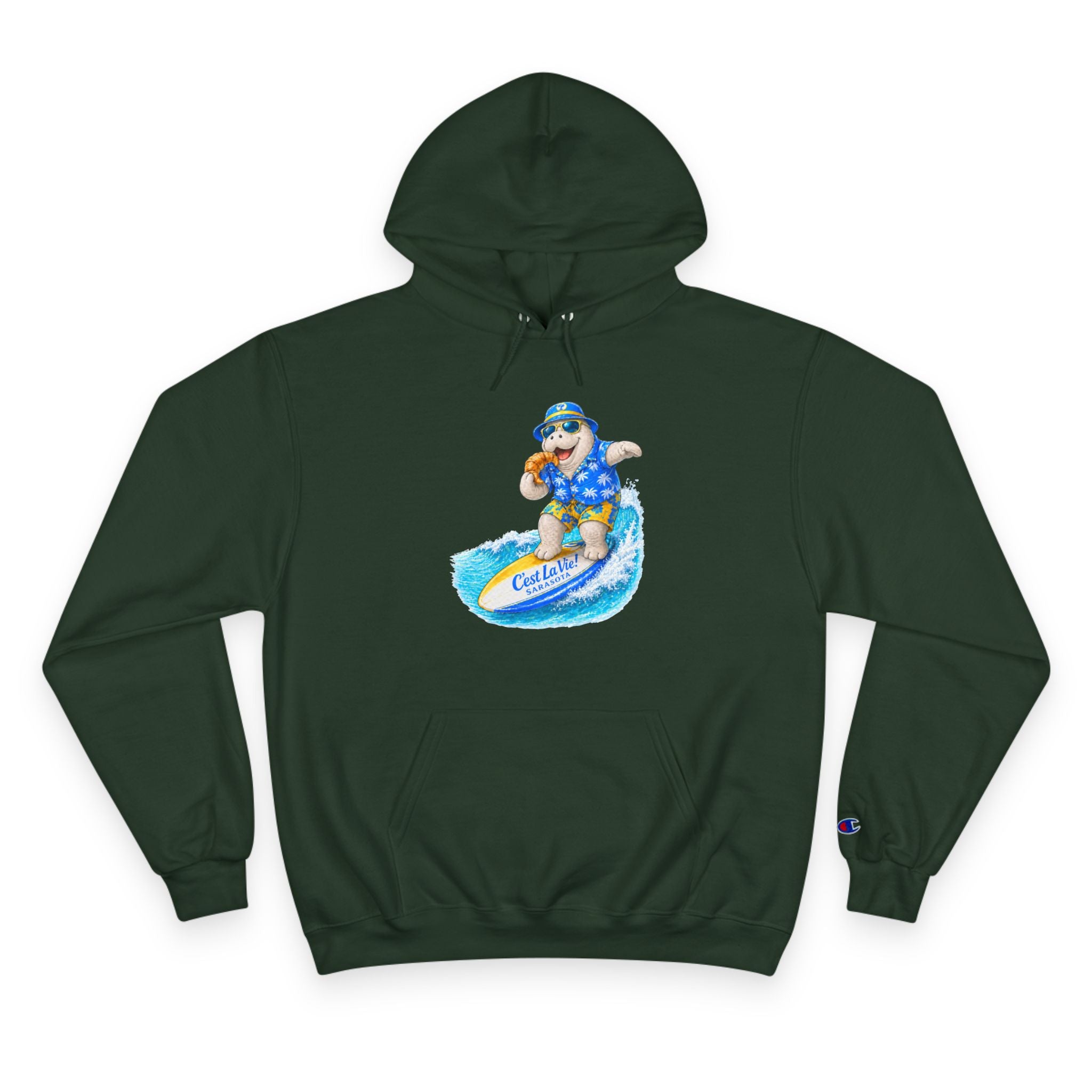 Champion Hoodie –  Manatee Surf "C'est La Vie" Back Print