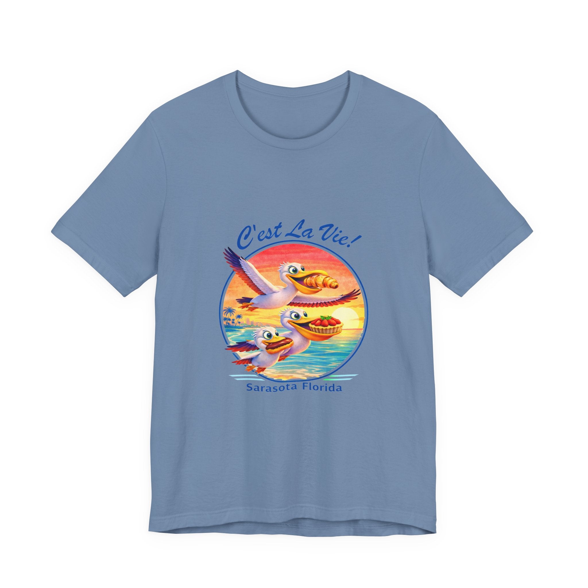 T-Shirt C'est La Vie — Owner Edition  Sunset Pelican with QR Code in the back