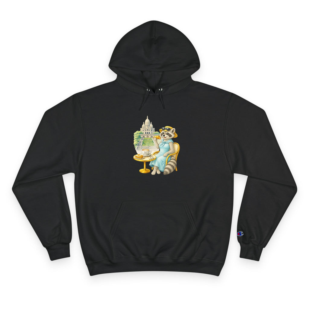 Champion Unisex Hoodie  –  Racoon Montmartre  "C'est La Vie" Back Print
