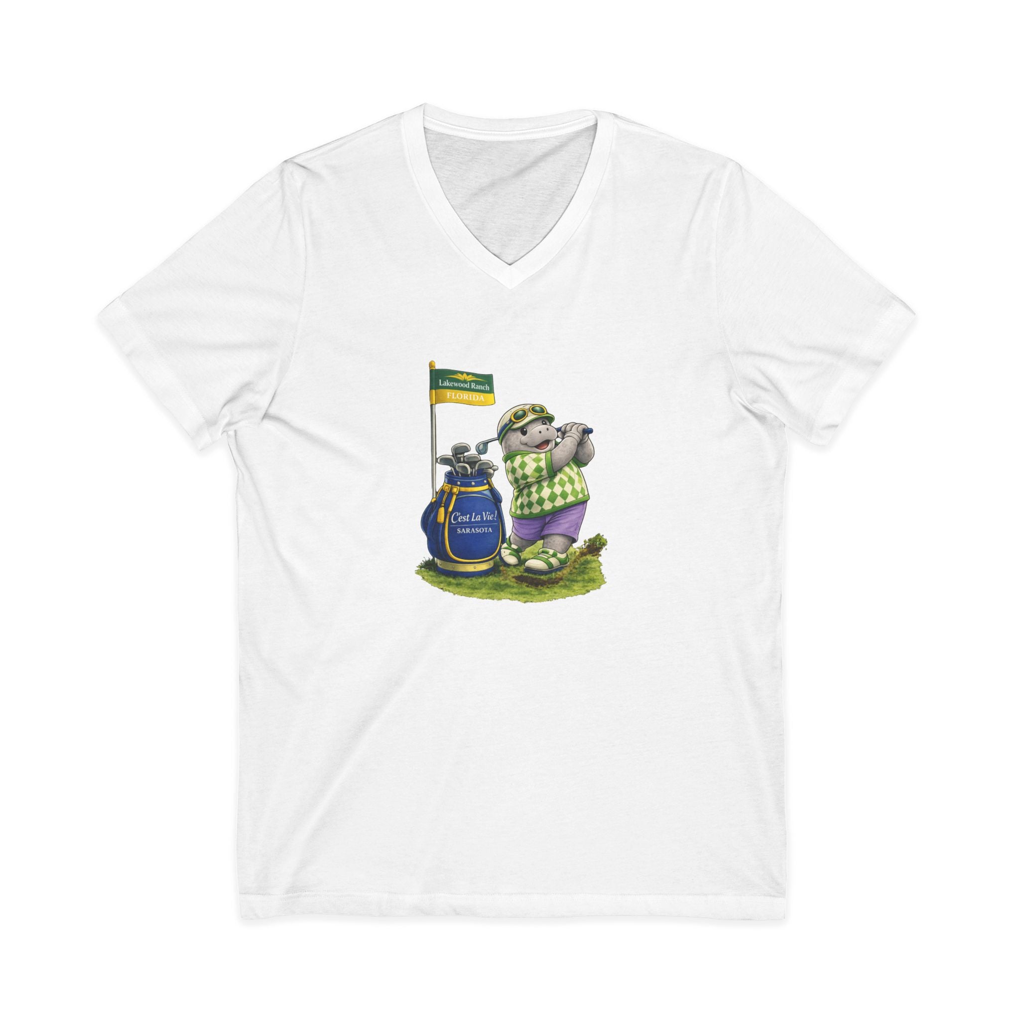 Unisex V-Neck T-Shirt C'est La Vie — Manatee Golf