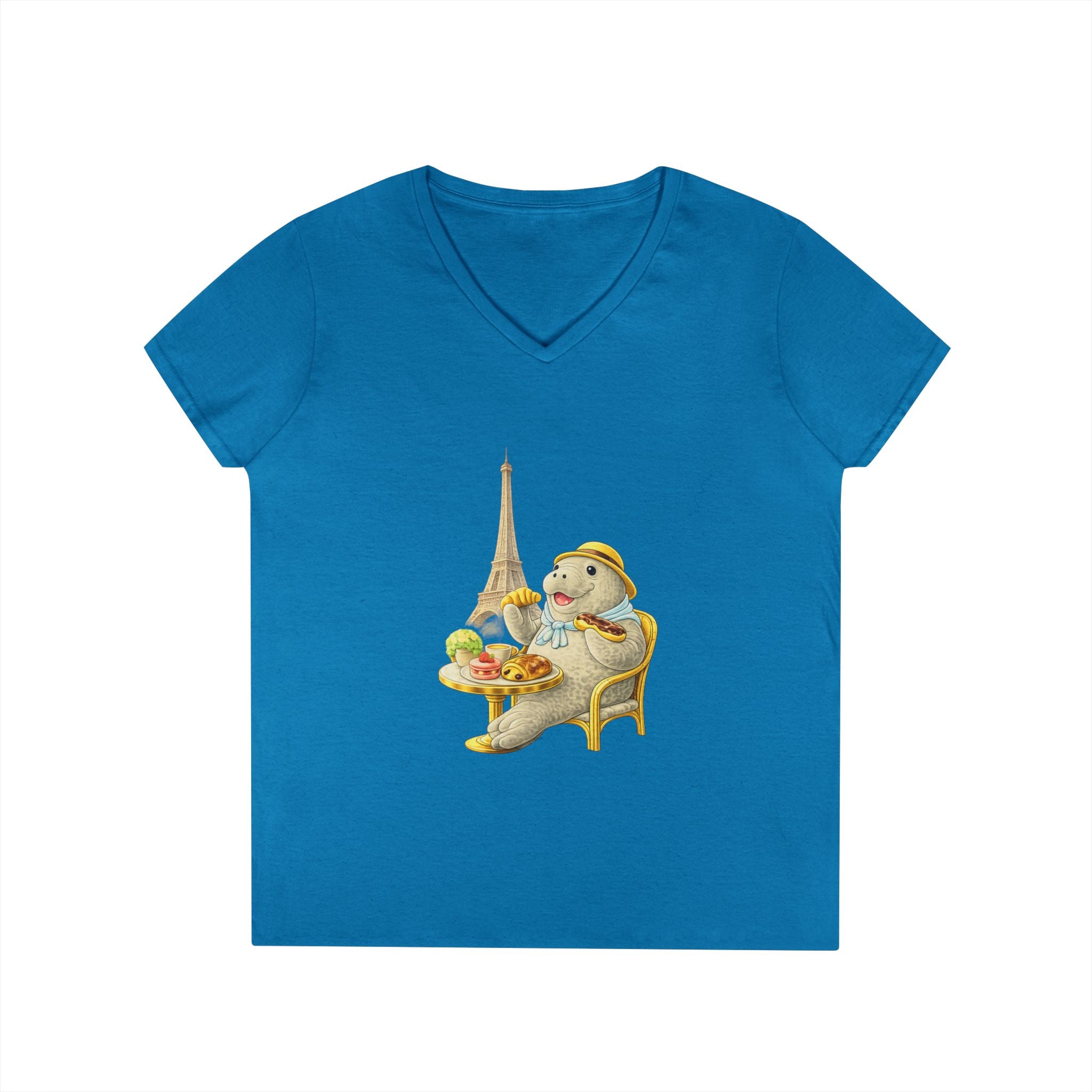 Women V-Neck T-Shirt — Manatee Paris with C’est La Vie