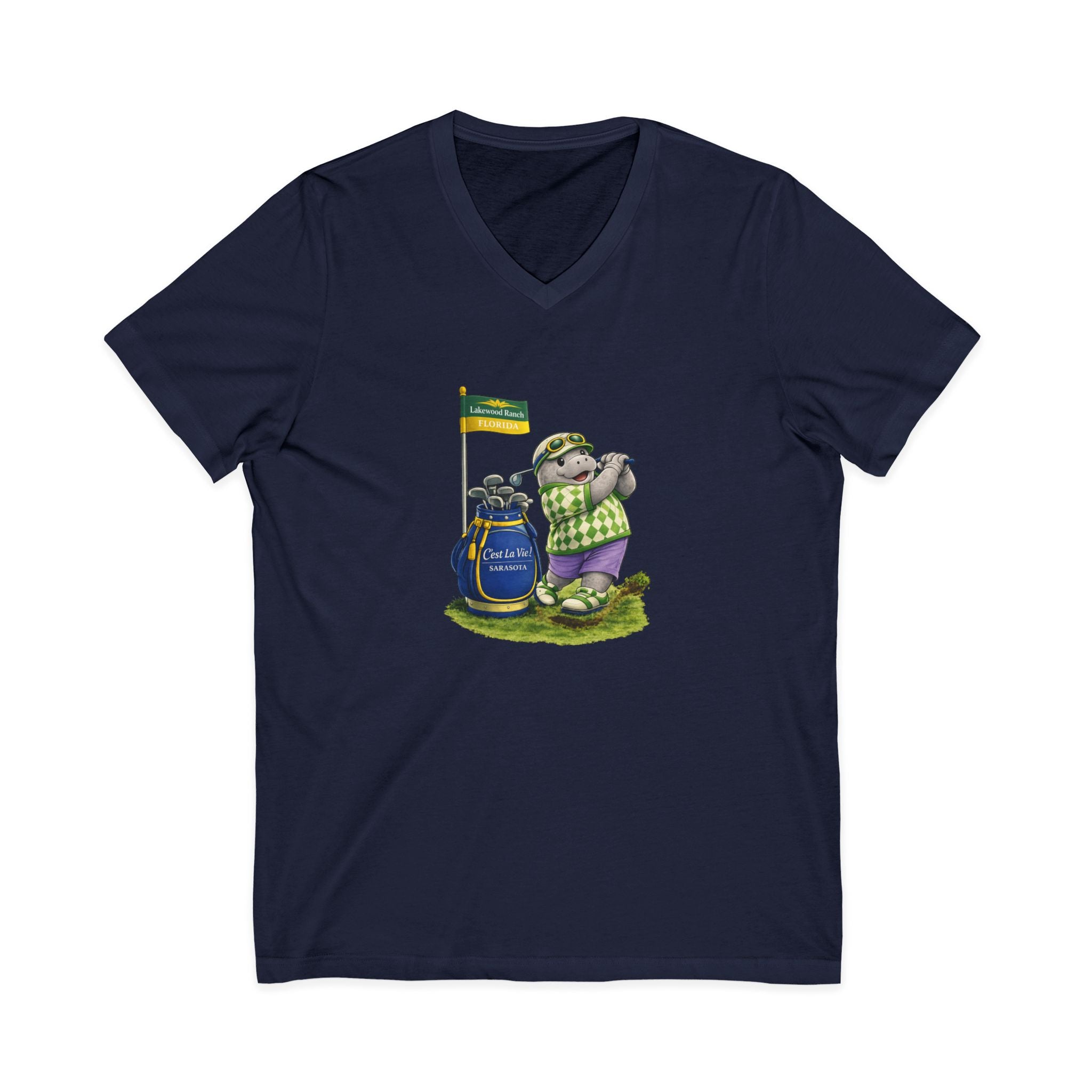 Unisex V-Neck T-Shirt C'est La Vie — Manatee Golf